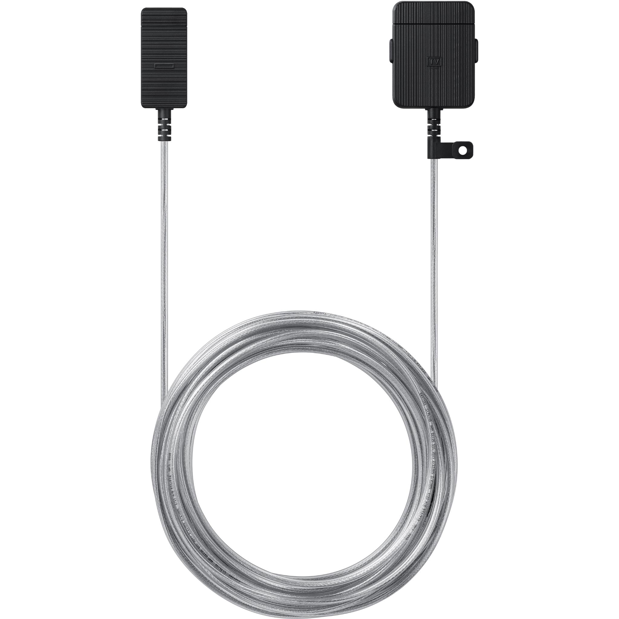 Samsung clear connection cable with black connectors on ends and long transparent cord