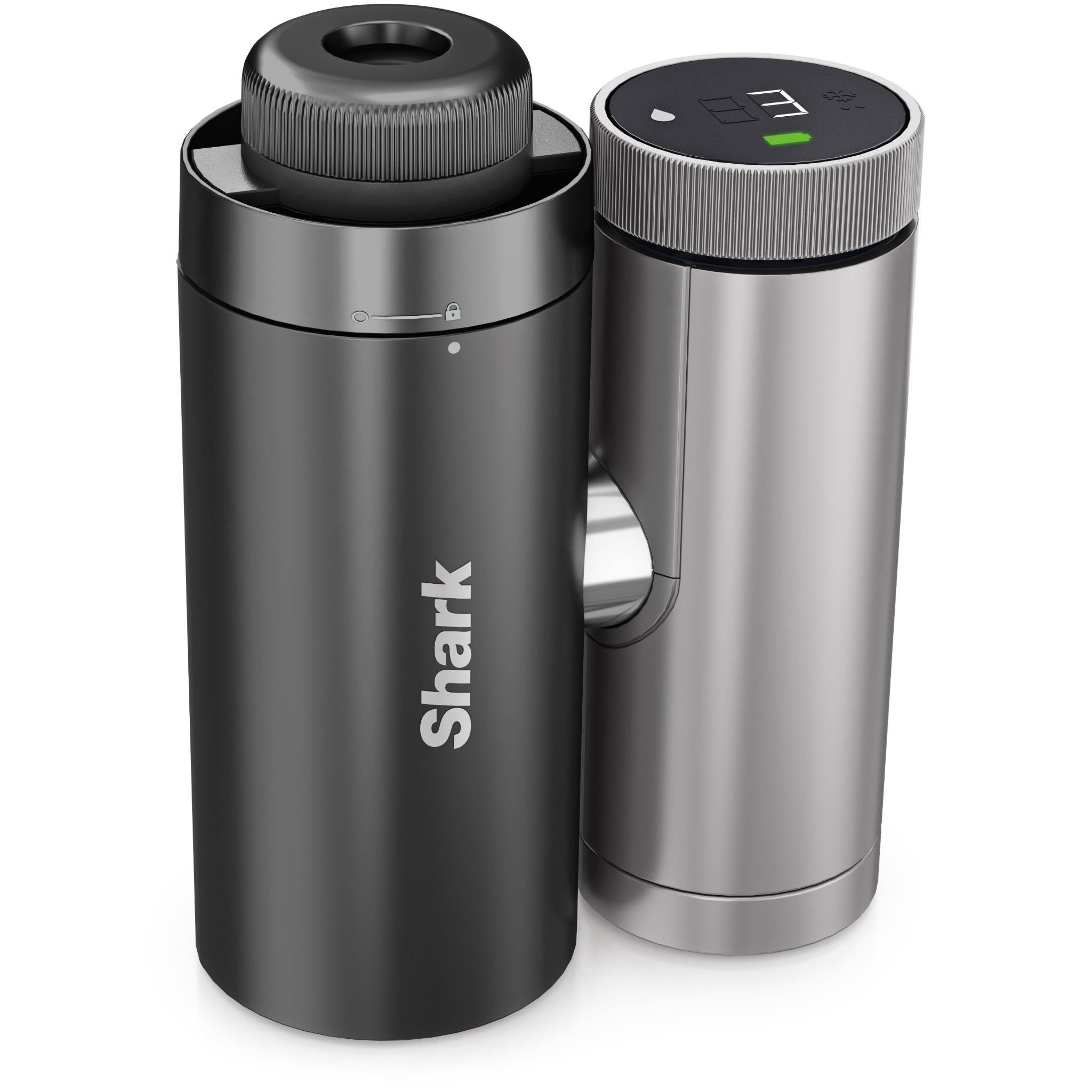 3-in-1 handheld cooling fan with charcoal and silver canisters