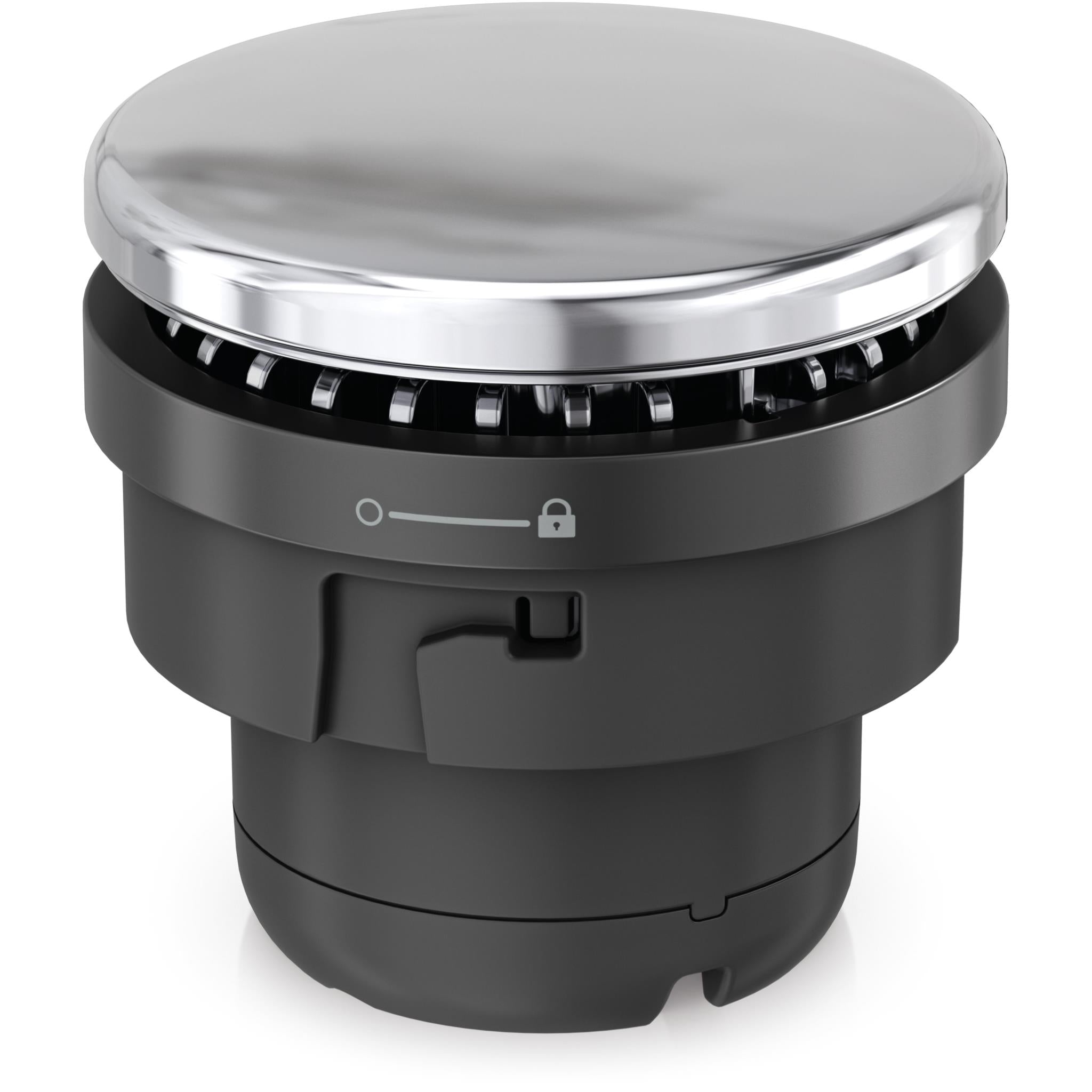 Charcoal cooling fan base with domed top vent and latch detail