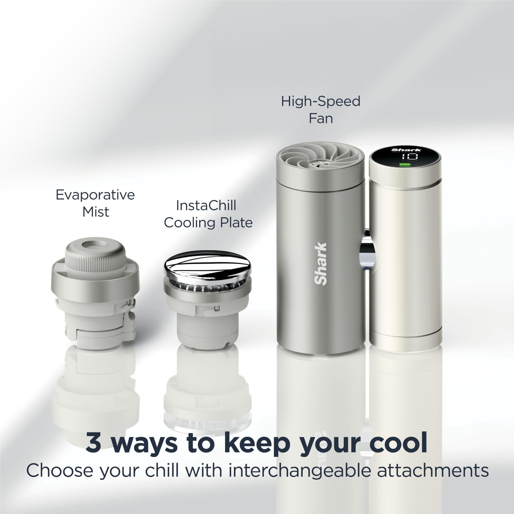 White Shark ChillPill personal cooling fan and mist with attachments, shown for quick selection