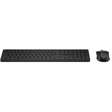 Black wireless keyboard and wireless mouse combo, side-by-side