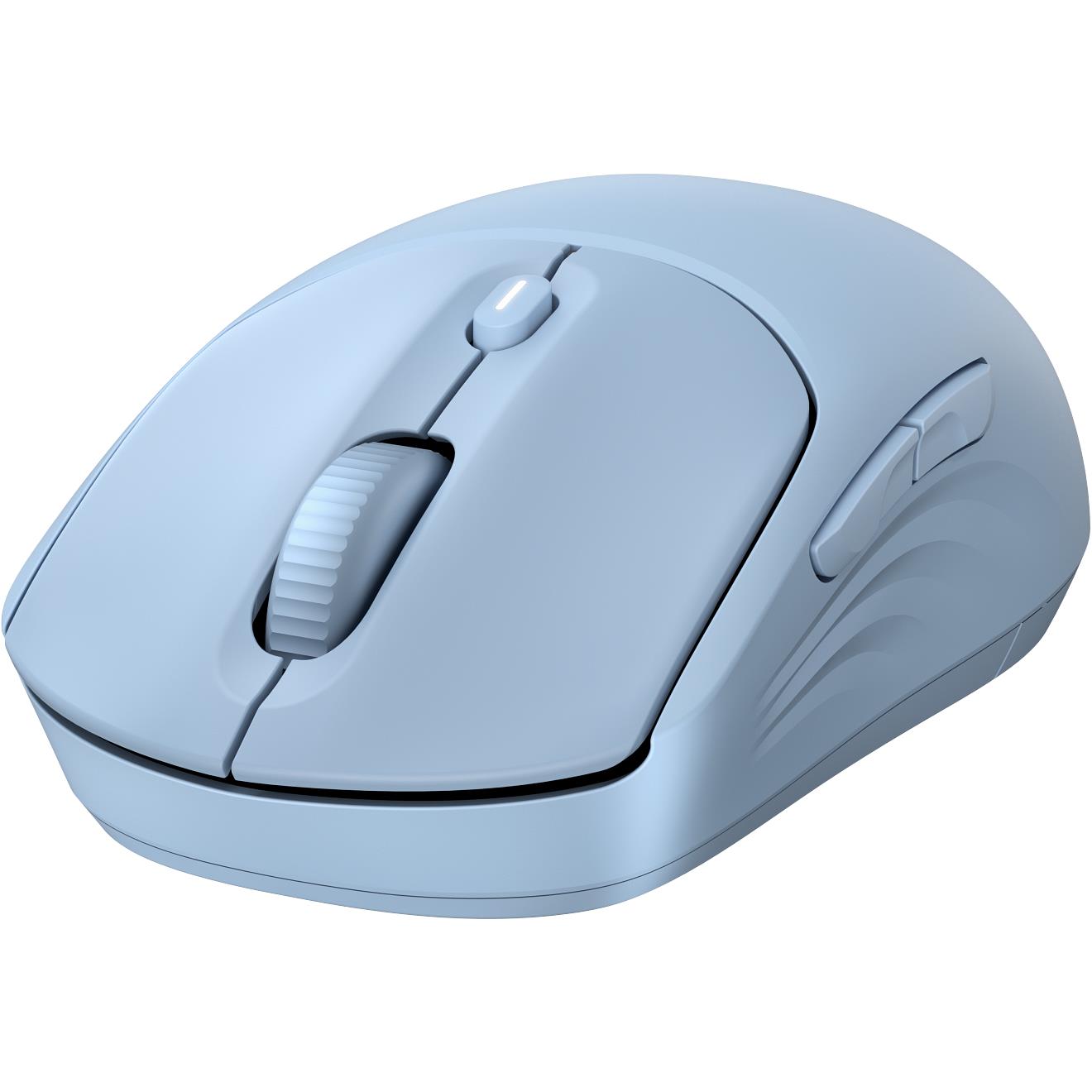 HP 400 quiet silicone wireless mouse, light blue, angled top view