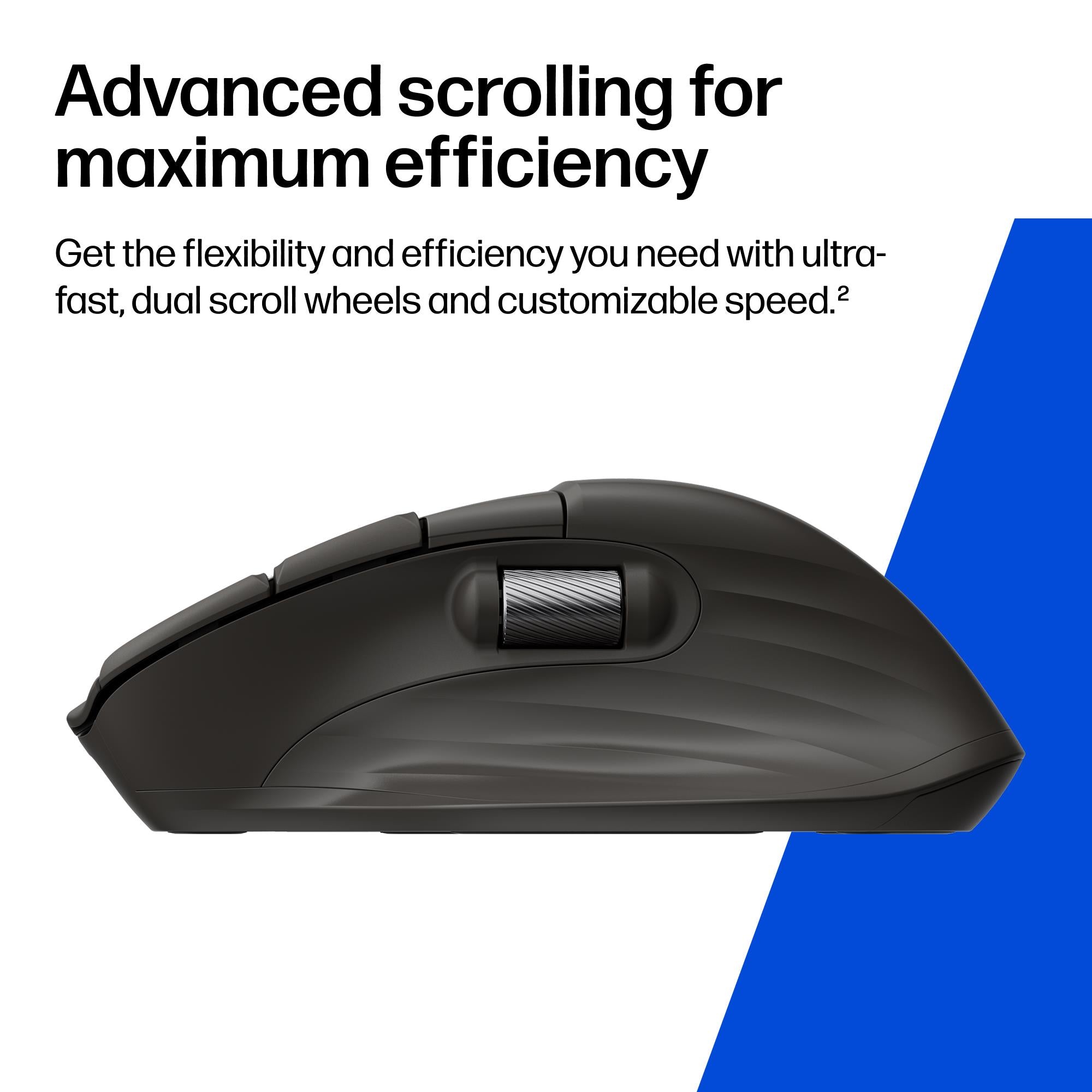 Black mouse side profile with ridged scroll wheel and ergonomic contours