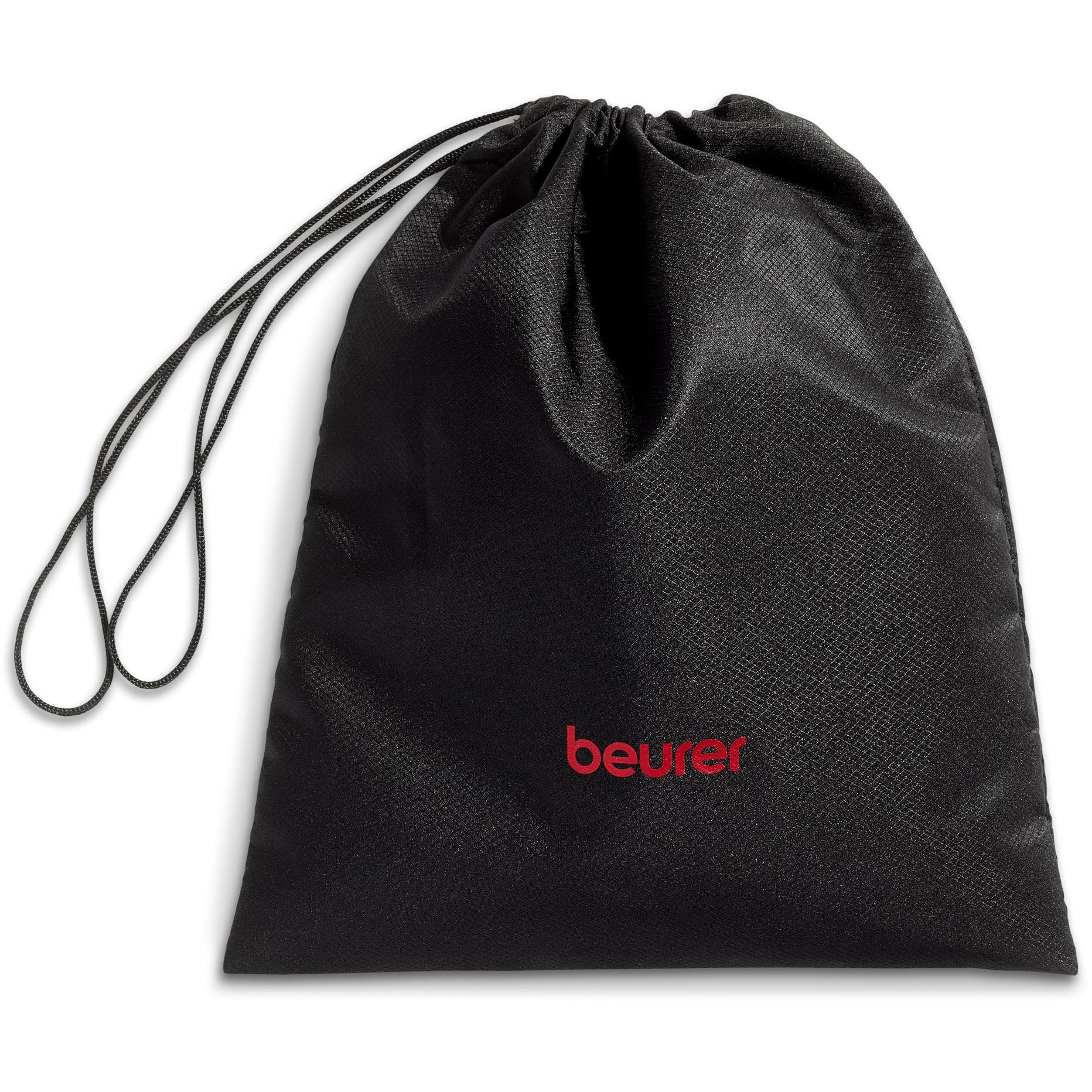 Black drawstring storage pouch for TENS/EMS electrodes and connecting leads