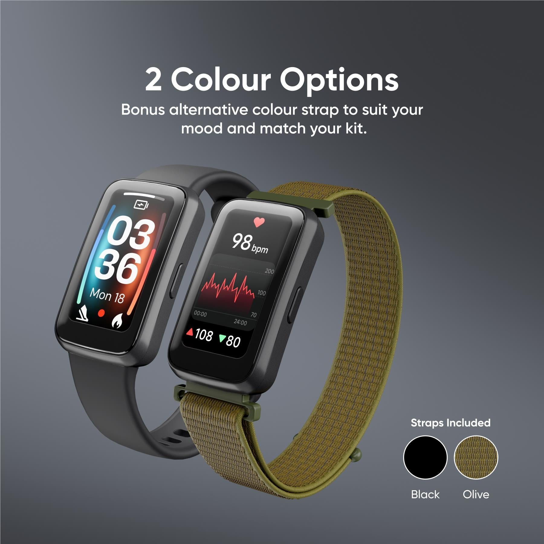 Ryze Elevate Gen 2 fitness smart watch in Black & Olive, image 3 - Smart Watches at Tech Supply Shed NZ