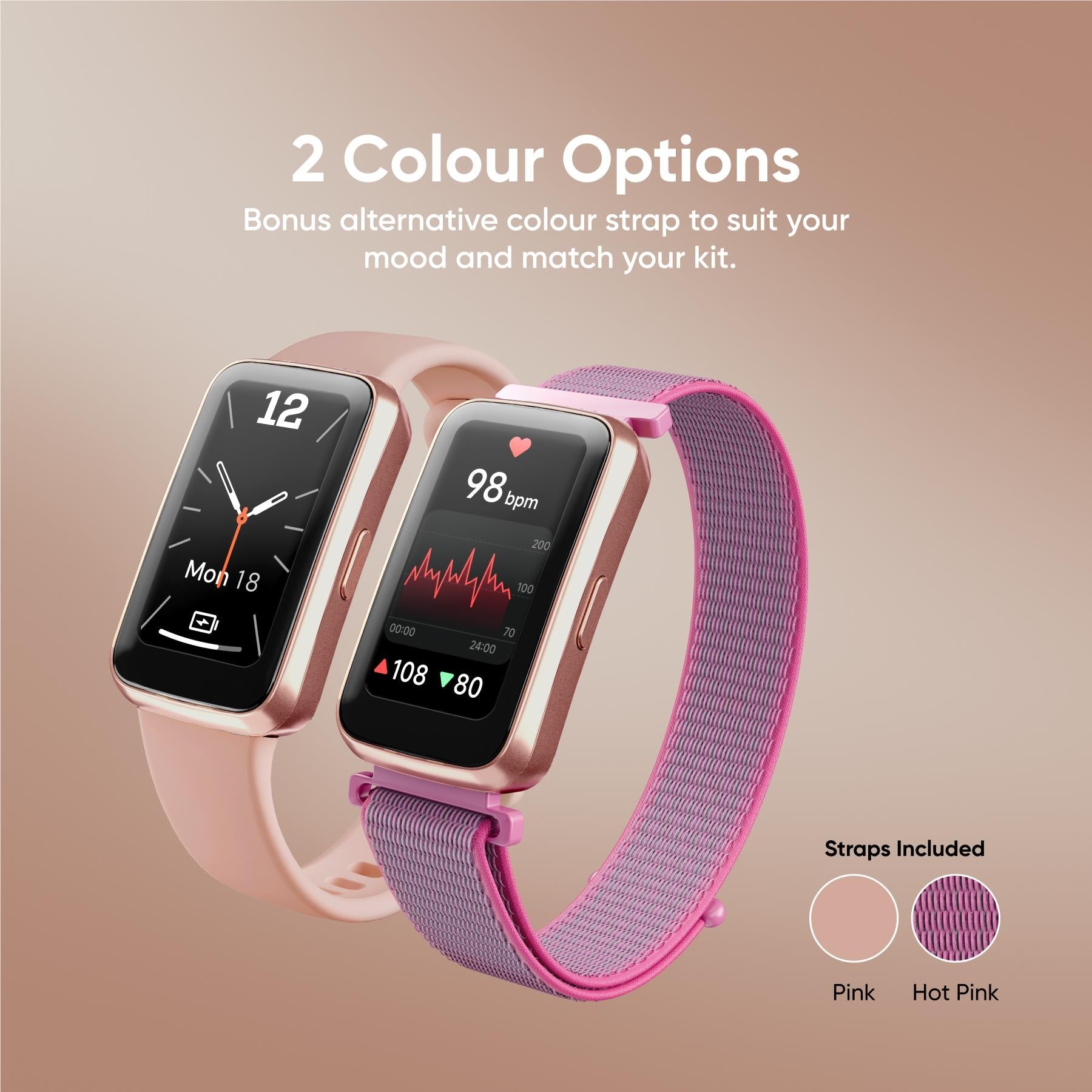 Ryze Elevate Gen 2 fitness smart watch in Pink & Hot Pink, image 3 - Smart Watches at Tech Supply Shed NZ