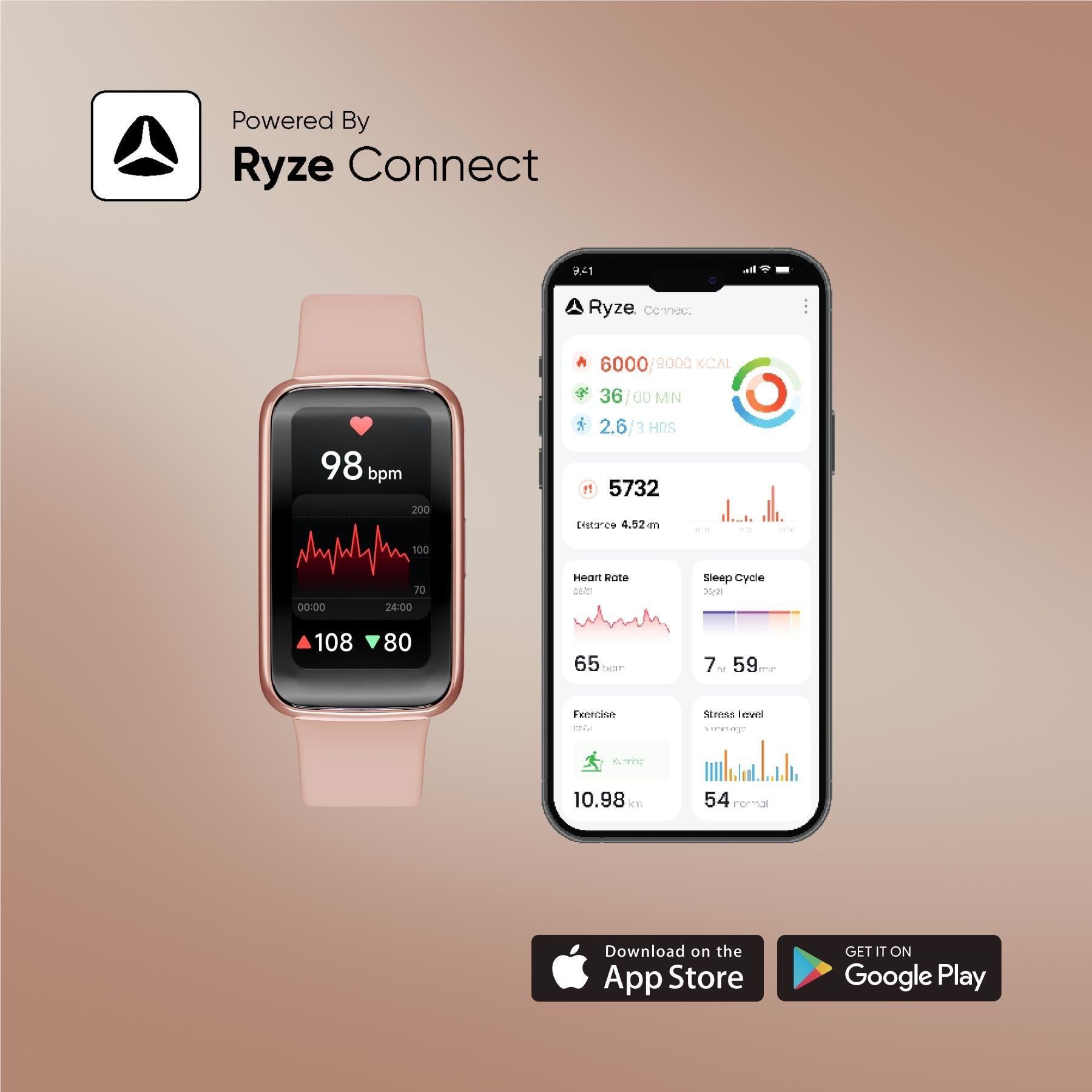 Ryze Elevate Gen 2 fitness smart watch in Pink & Hot Pink, image 4 - Smart Watches at Tech Supply Shed NZ