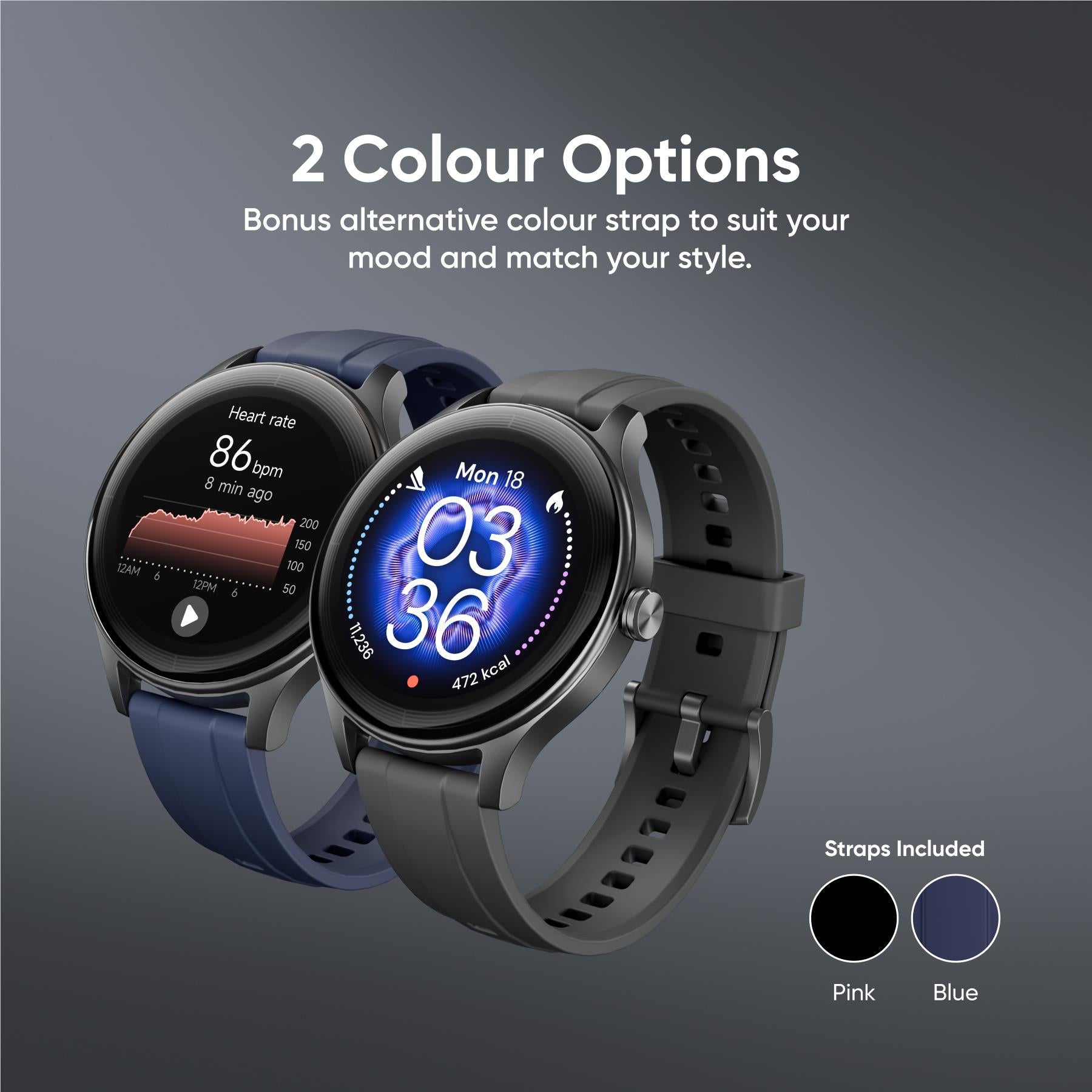 Ryze Flex Gen 2 smart watch with Bluetooth calling in Black & Blue, image 3 - Smart Watches at Tech Supply Shed NZ