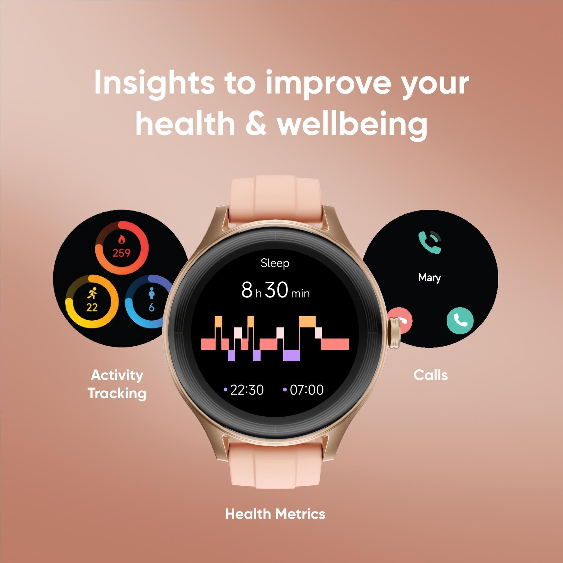 Ryze Flex Gen 2 smart watch with Bluetooth calling in Pink & Stone, image 5 - Smart Watches at Tech Supply Shed NZ