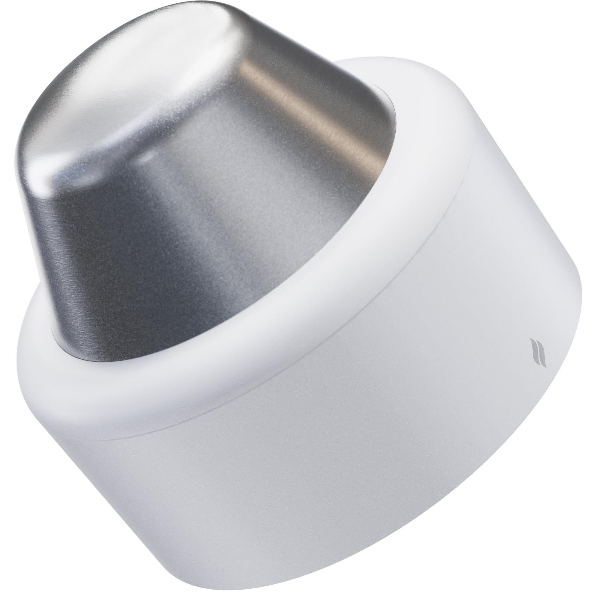TheraFace hot and cold ring attachment, close-up metal ring on white housing