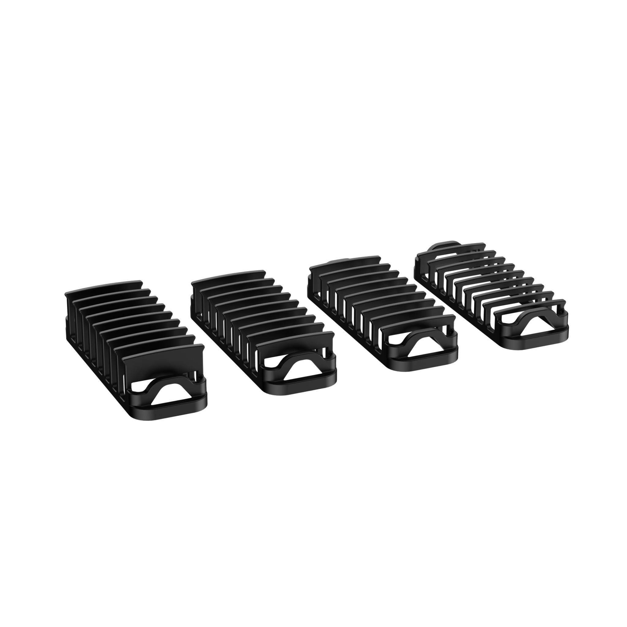 Beard and hair trimmer guide comb set, black adjustable snap-on attachments