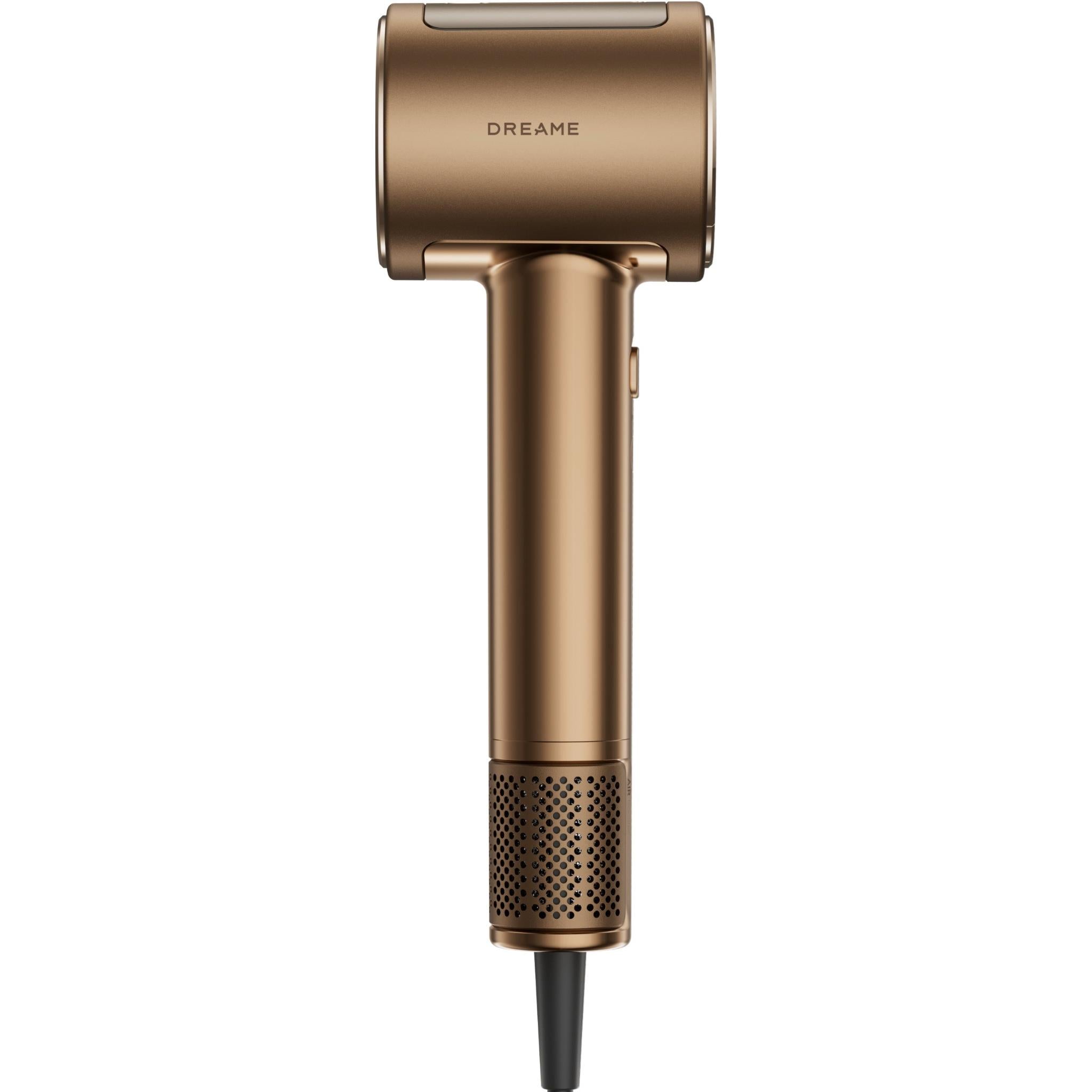 Gold Dreame smart AI hair dryer with flip-down top housing