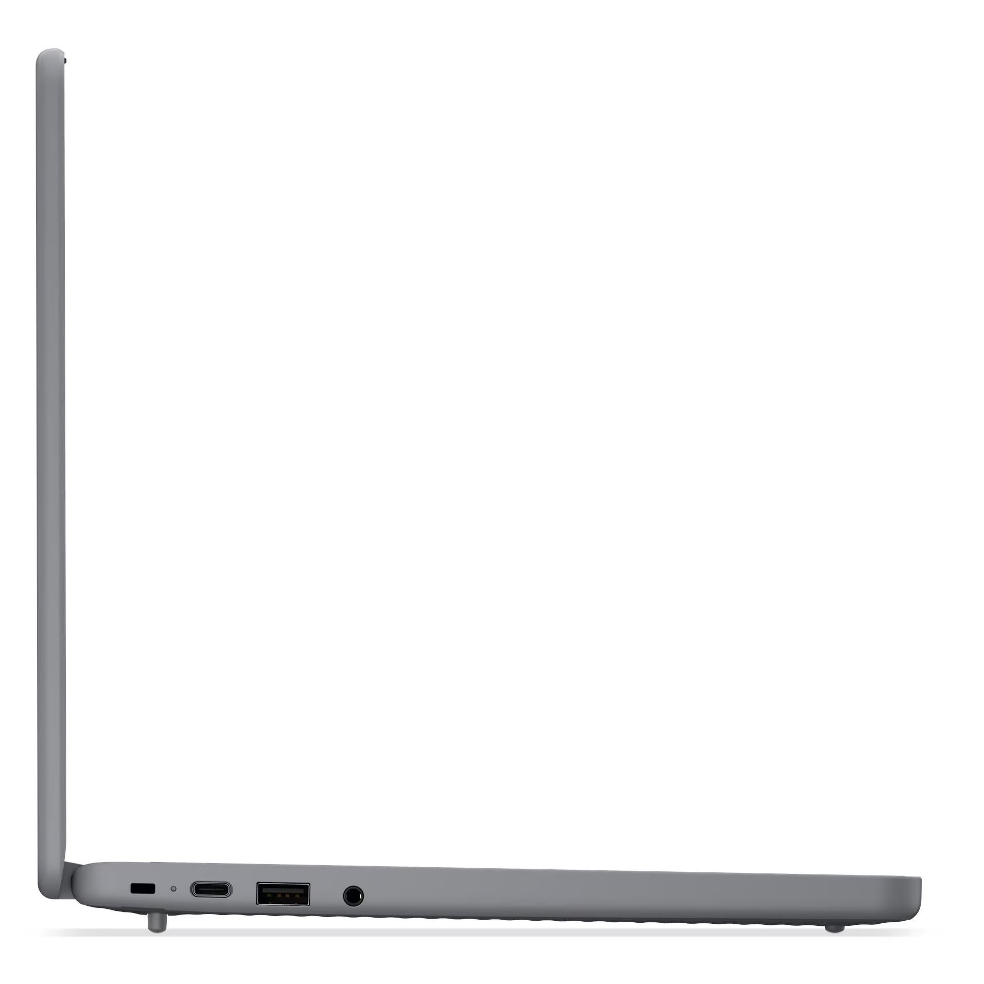 Grey Lenovo Chromebook other side view with USB and audio jack