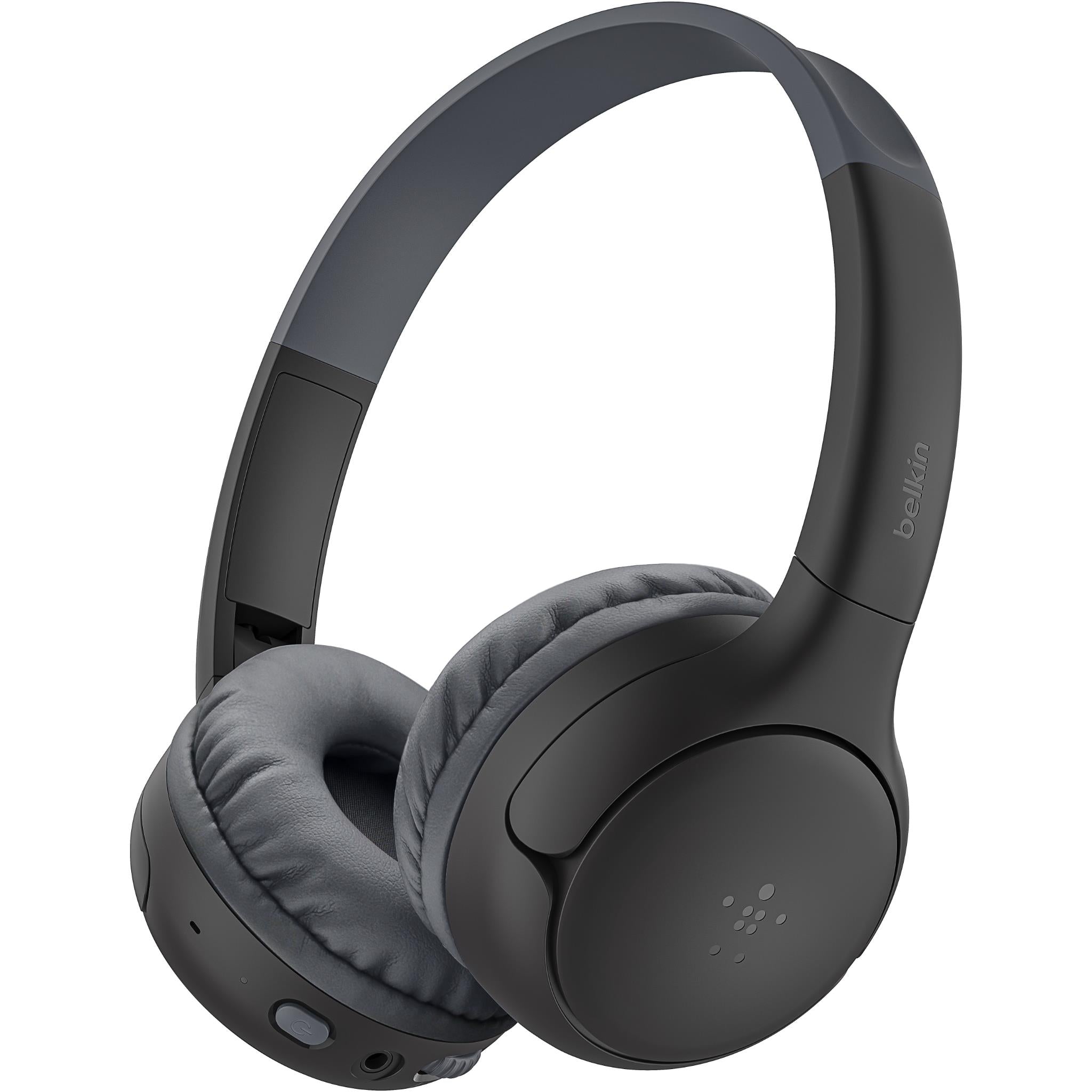 Belkin SoundForm Mini 2 wireless on-ear kids headphones, black padded ear cushions
