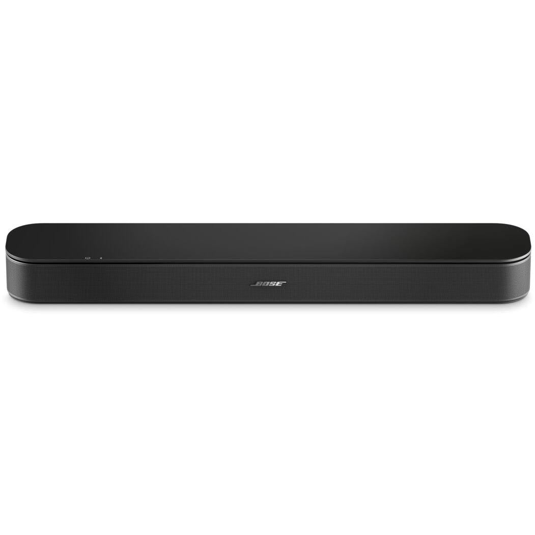 Black Bose TV soundbar with low-profile rectangular design and center badge.