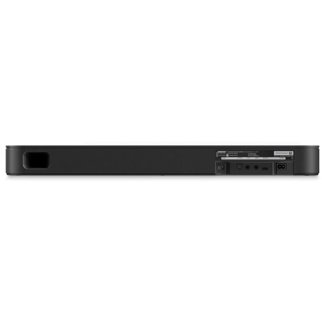 Bose soundbar back panel view with ports and connection terminals.