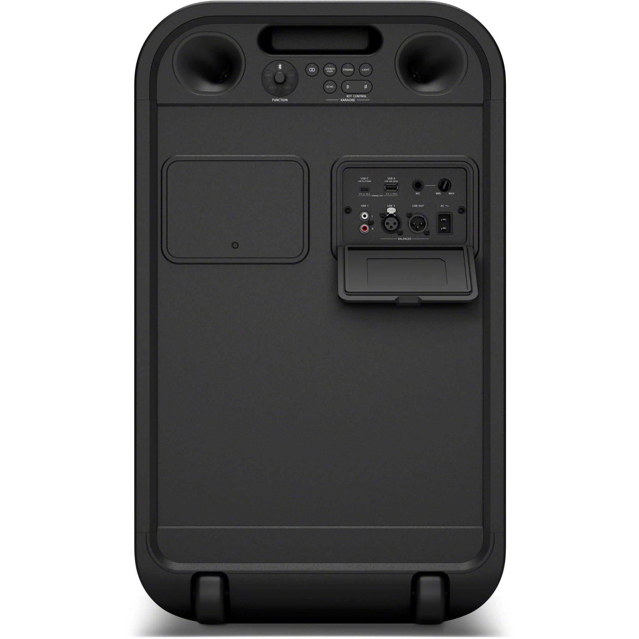 Black Sony ULT Tower 7 rear panel with ports and power controls