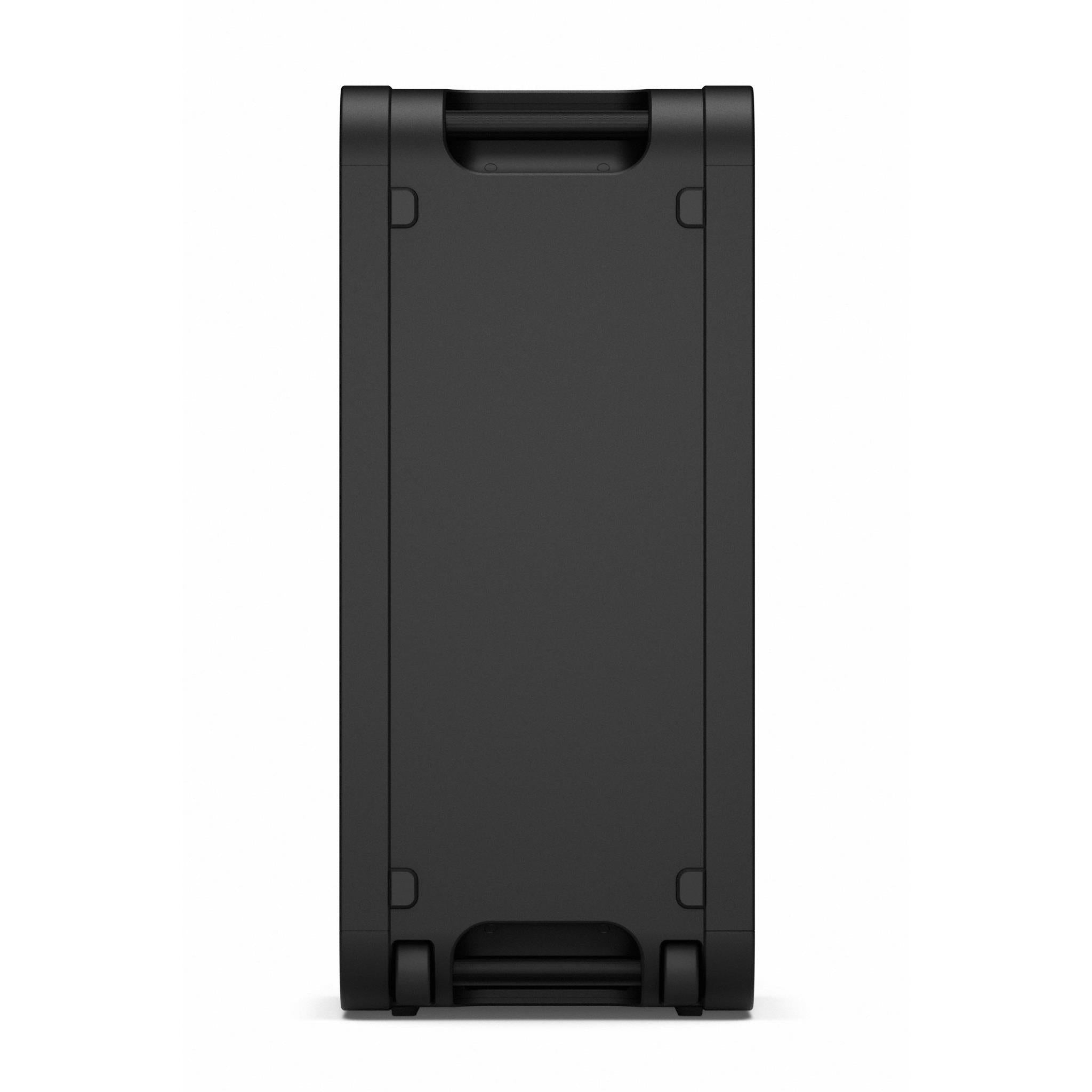 Sony ULT Tower Max wireless party speaker, bottom rear side view with carry handle