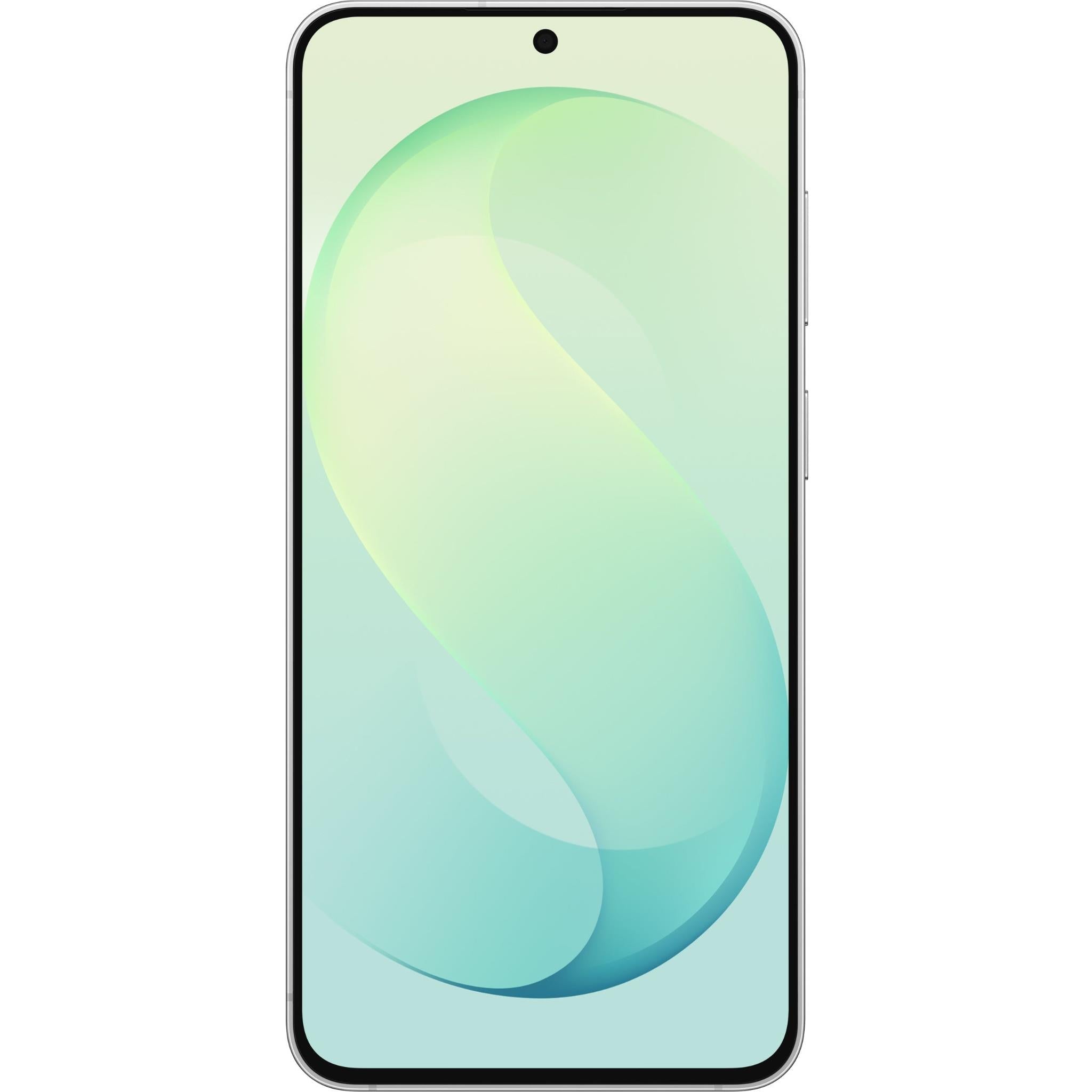 Pistachio green smartphone front view with centered front camera