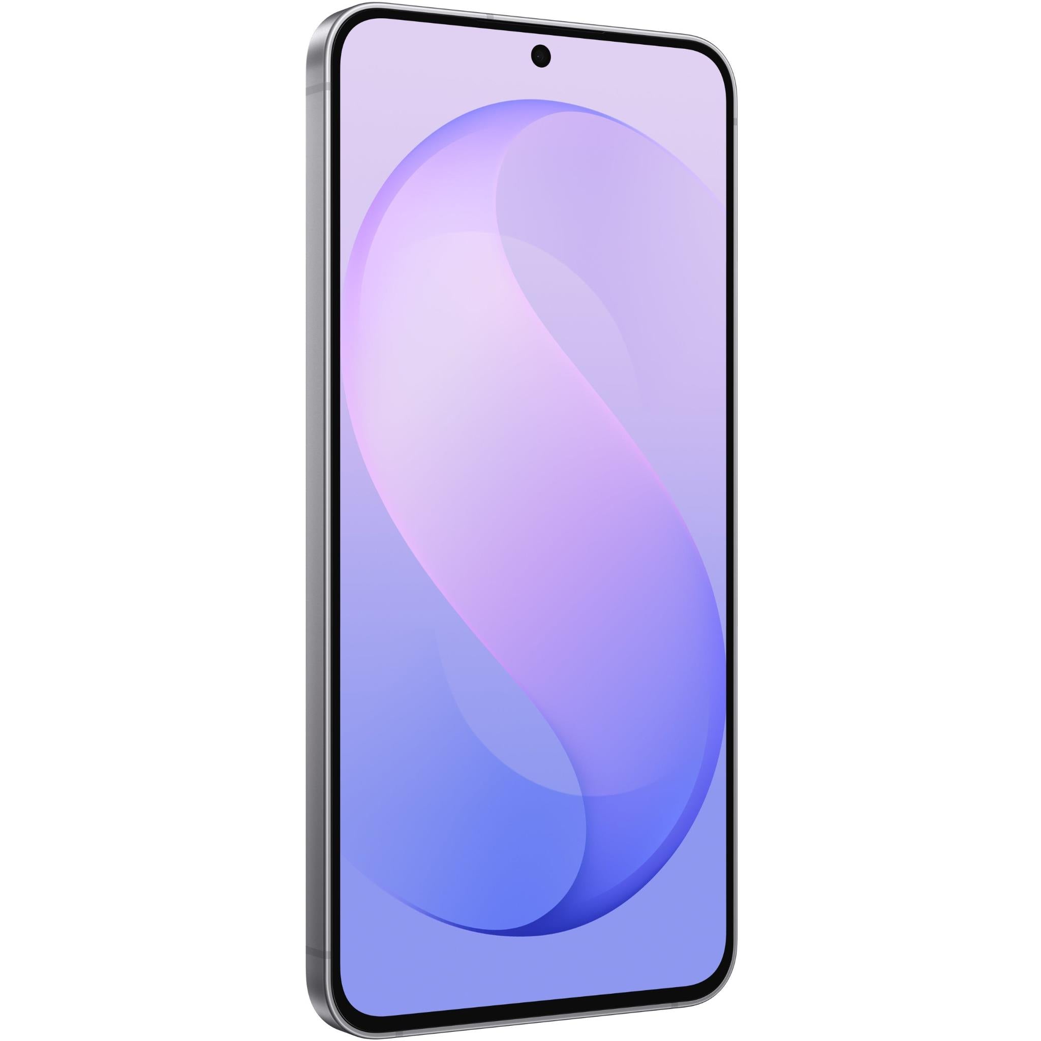 Blue 5G smartphone front view showing curved edge display and camera cutout