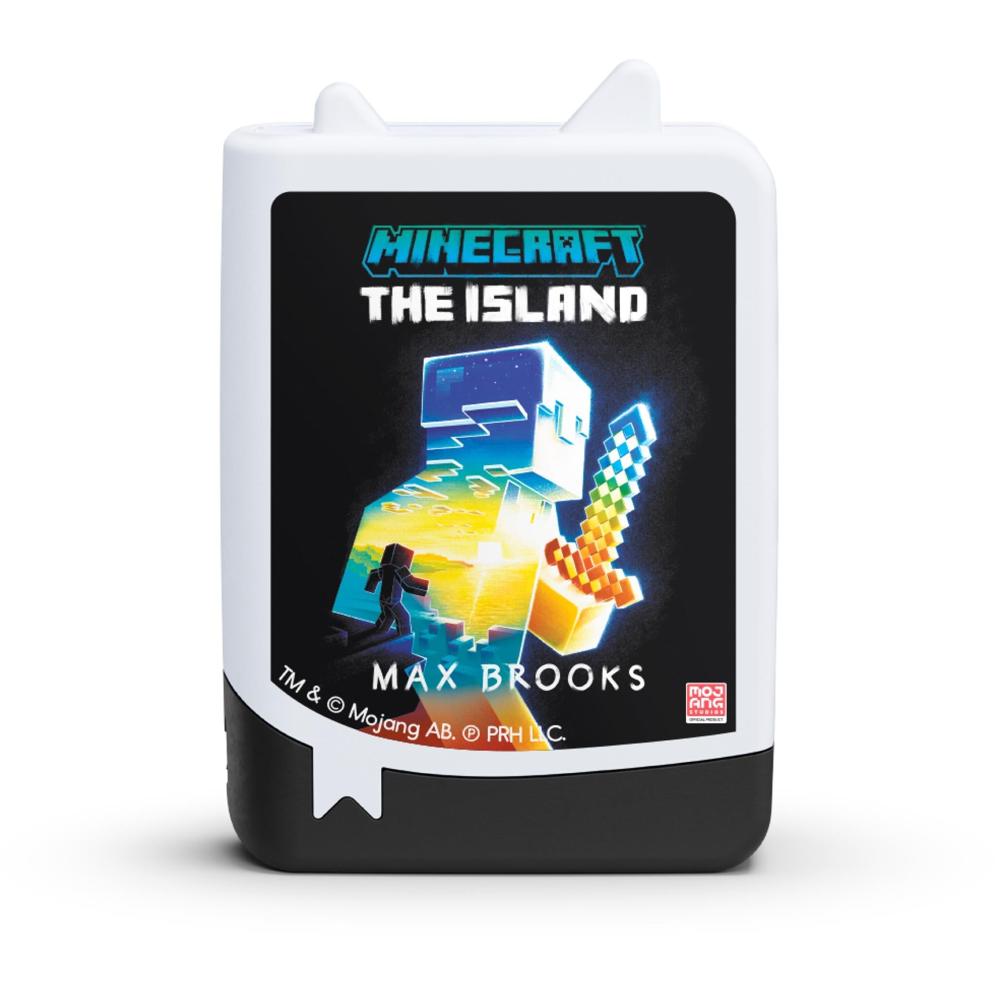 Audio Tonie with Minecraft The Island cover art on white holder
