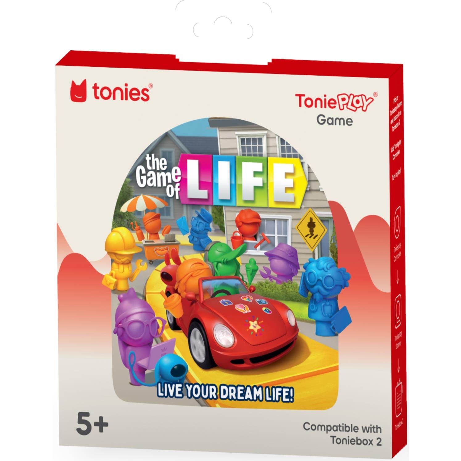 Audio board game box with colorful Life theme and ToniePLAY Game artwork