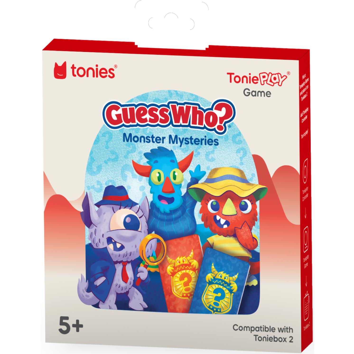 Tonieplay Guess Who Monster Mysteries game box with monster artwork and 5+ age marking