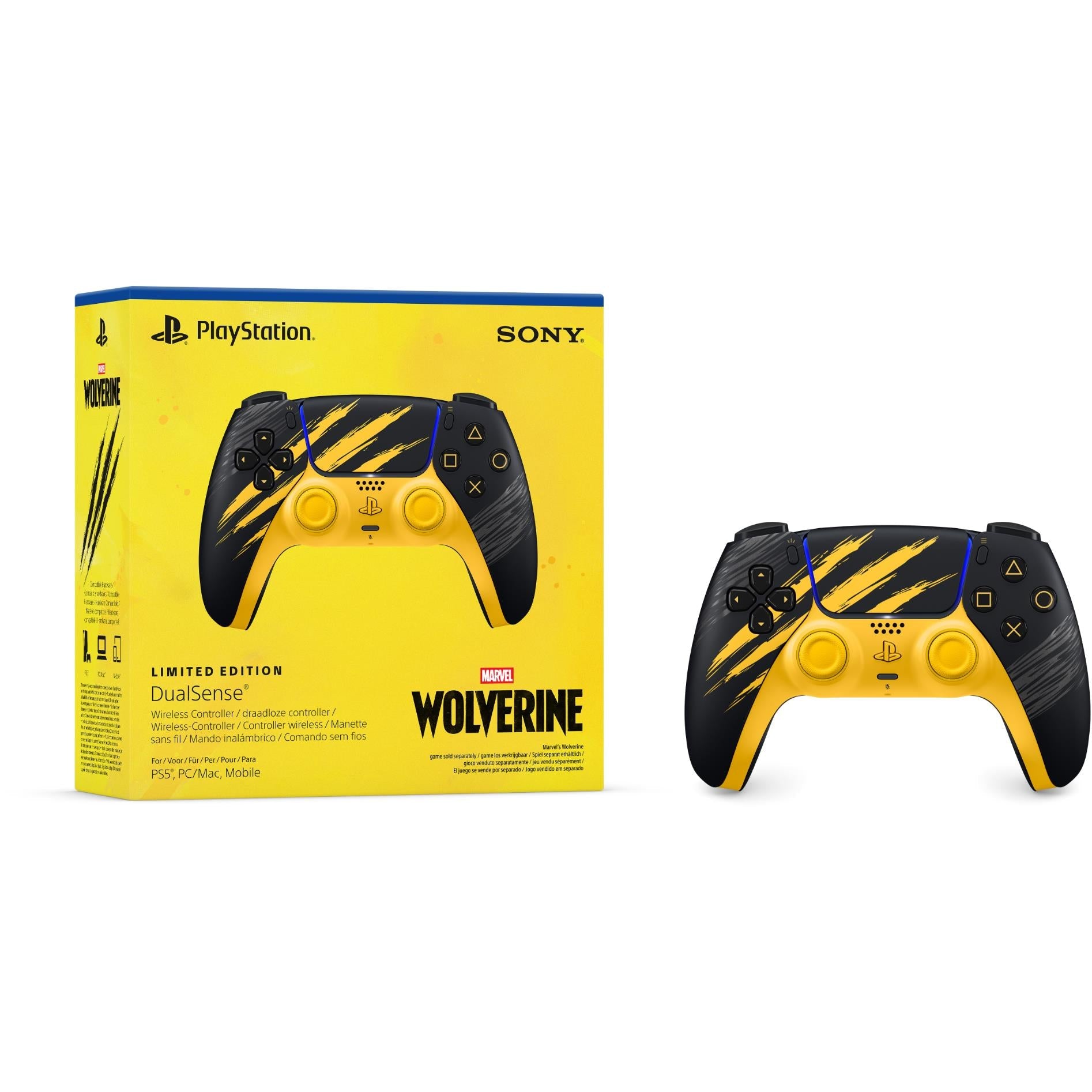 PlayStation DualSense wireless controller in Marvel's Wolverine Battle Yellow Limited Edition, image 5 - Electronic Gaming Accessories at Tech Supply Shed NZ