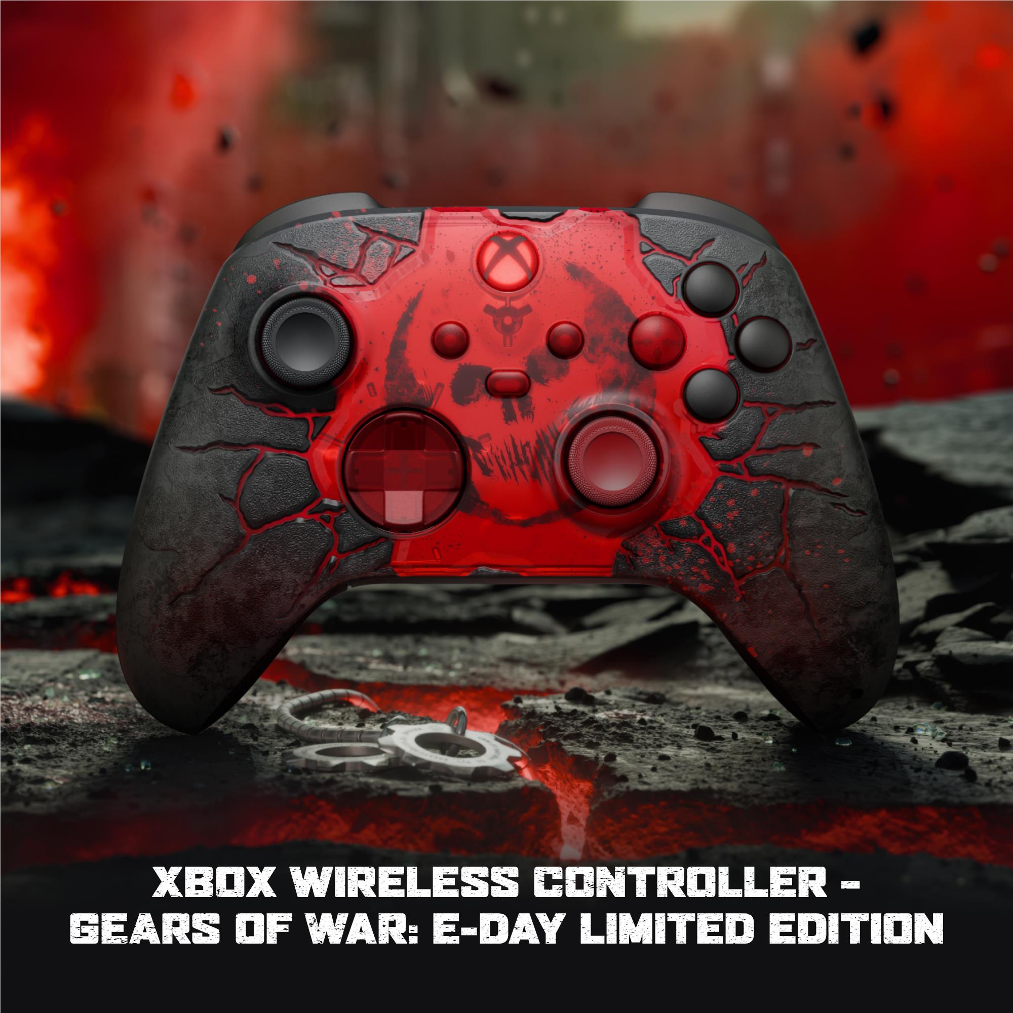 Xbox Wireless Controller Gears of War E-Day Limited Edition with red glowing crack design, image 2 - Electronic Gaming Accessories at Tech Supply Shed NZ
