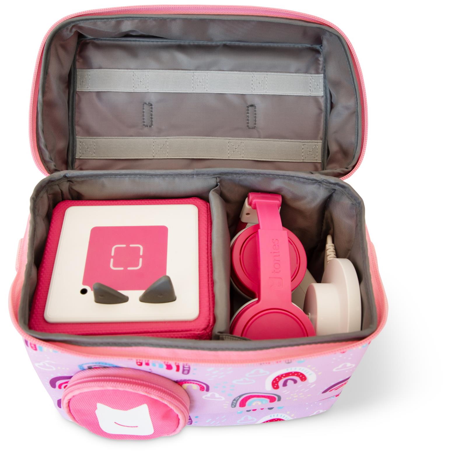 tonies Listen & Go carry bag in pink with an Over the Rainbow design, image 4 - Tonies at Tech Supply Shed NZ