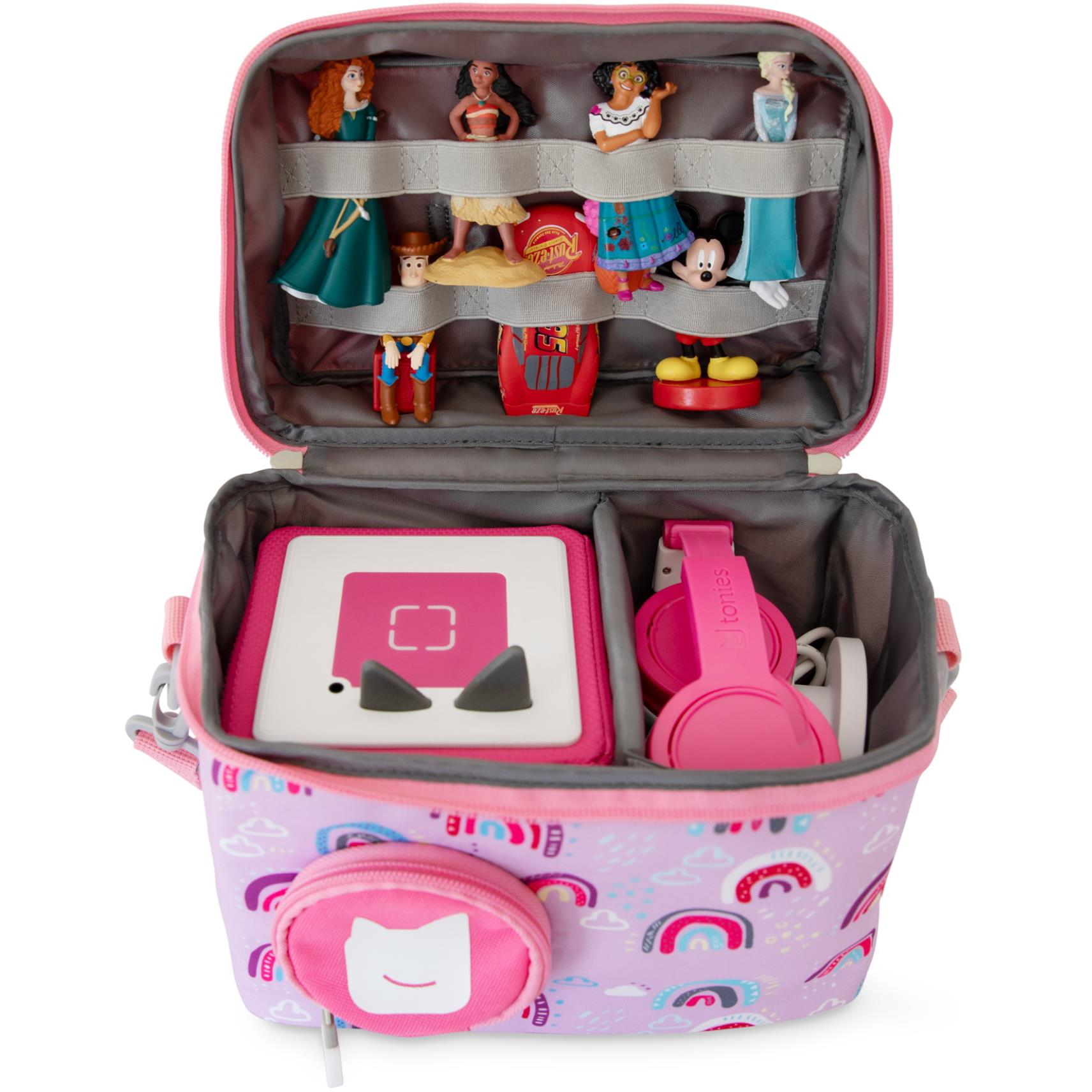 tonies Listen & Go carry bag in pink with an Over the Rainbow design, image 5 - Tonies at Tech Supply Shed NZ