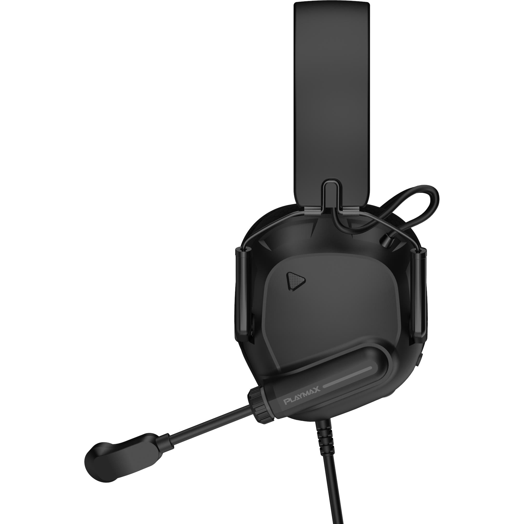 Foldable wired over-ear gaming headset with boom mic and adjustable headband, carbon black