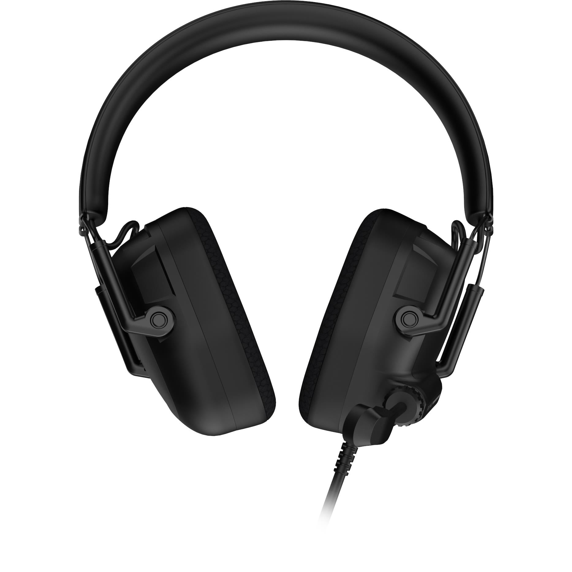 Carbon black over-ear gaming headset with padded earcups and detachable boom mic wire