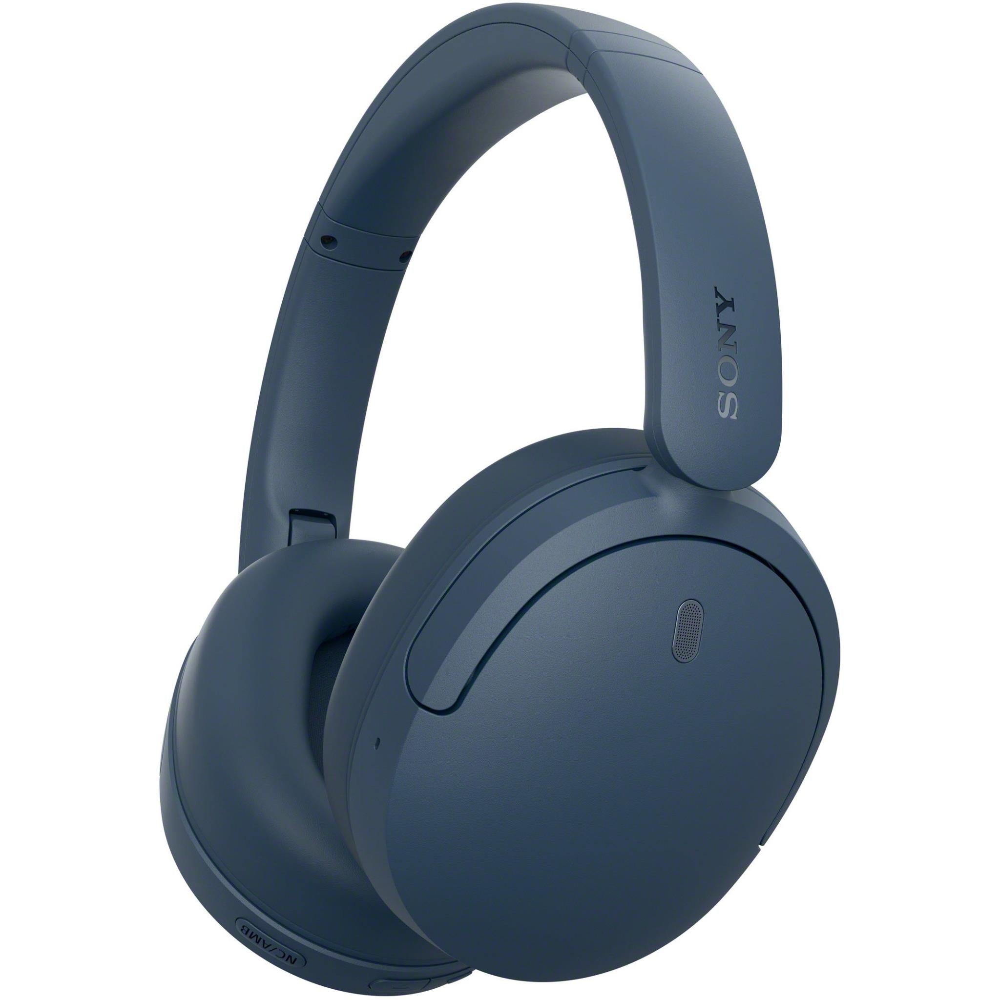 Blue Sony WH-CH730N wireless over-ear headphones, side view with earcup controls