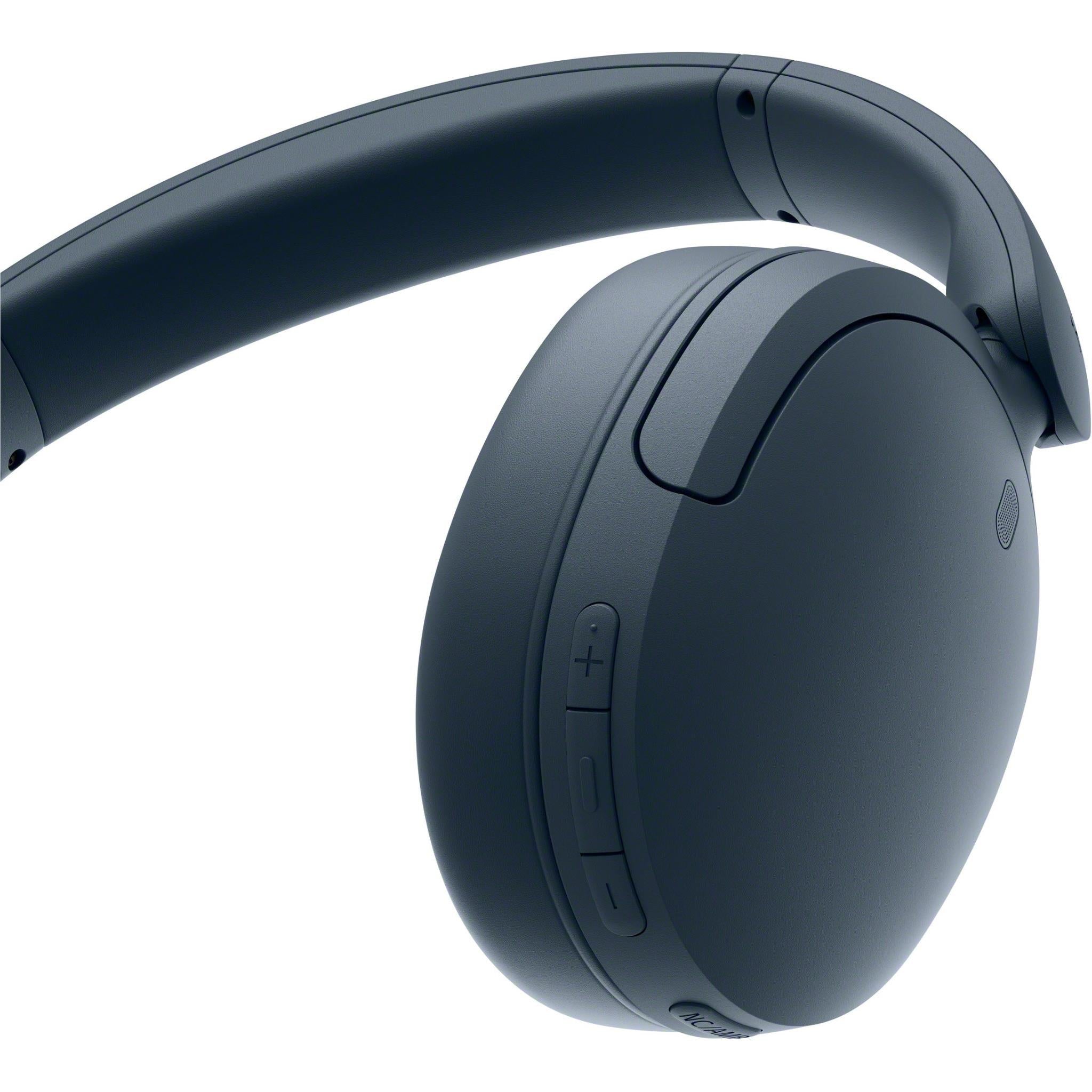 Blue Sony WH-CH730N wireless over-ear headphones, close side view of control buttons
