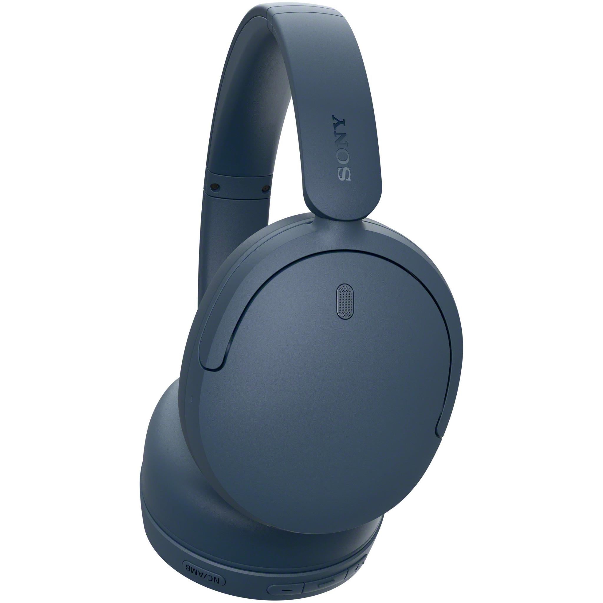 Blue Sony WH-CH730N wireless over-ear headphones, top view with padded headband