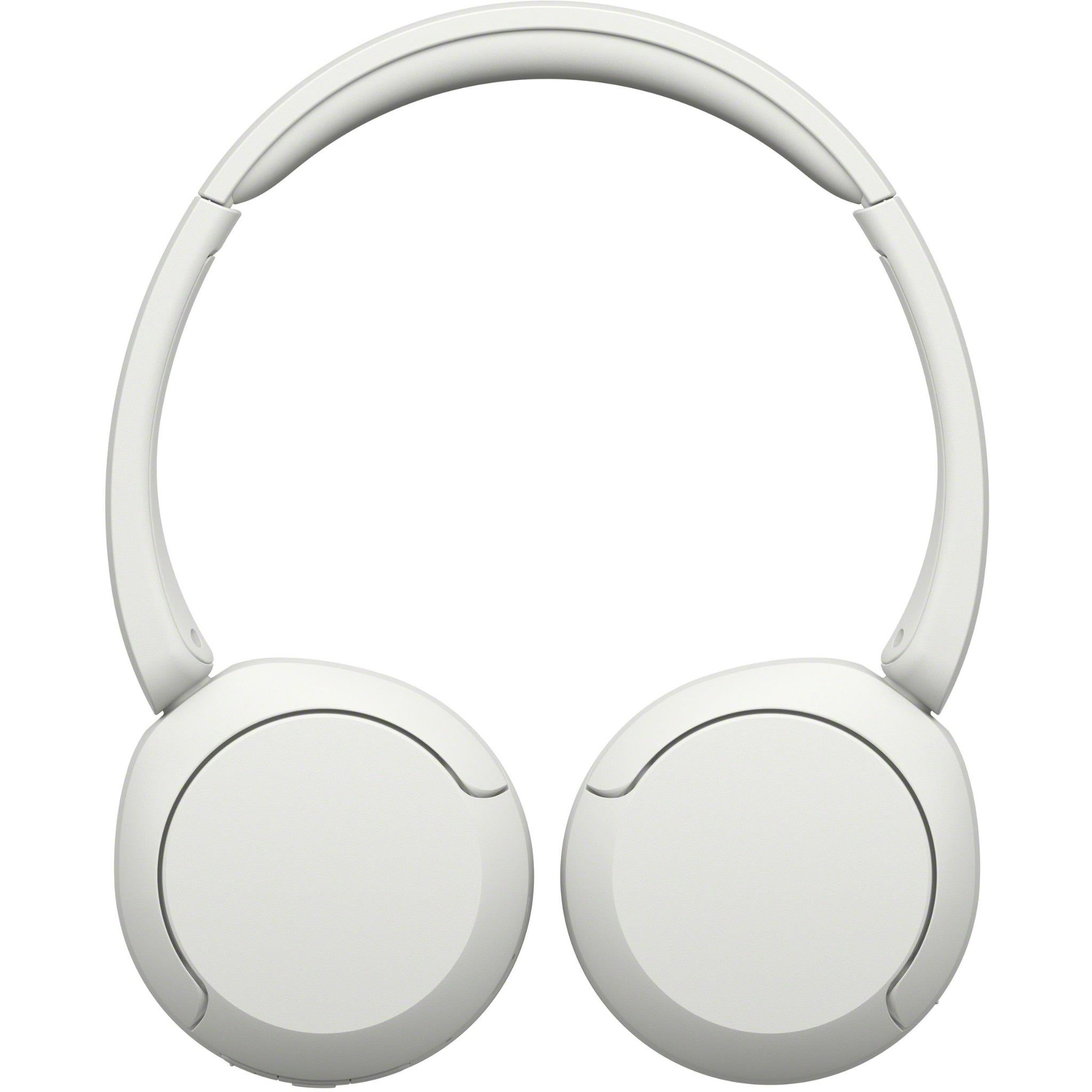 Off-white Sony wireless on-ear headset showing two round ear cups and headband