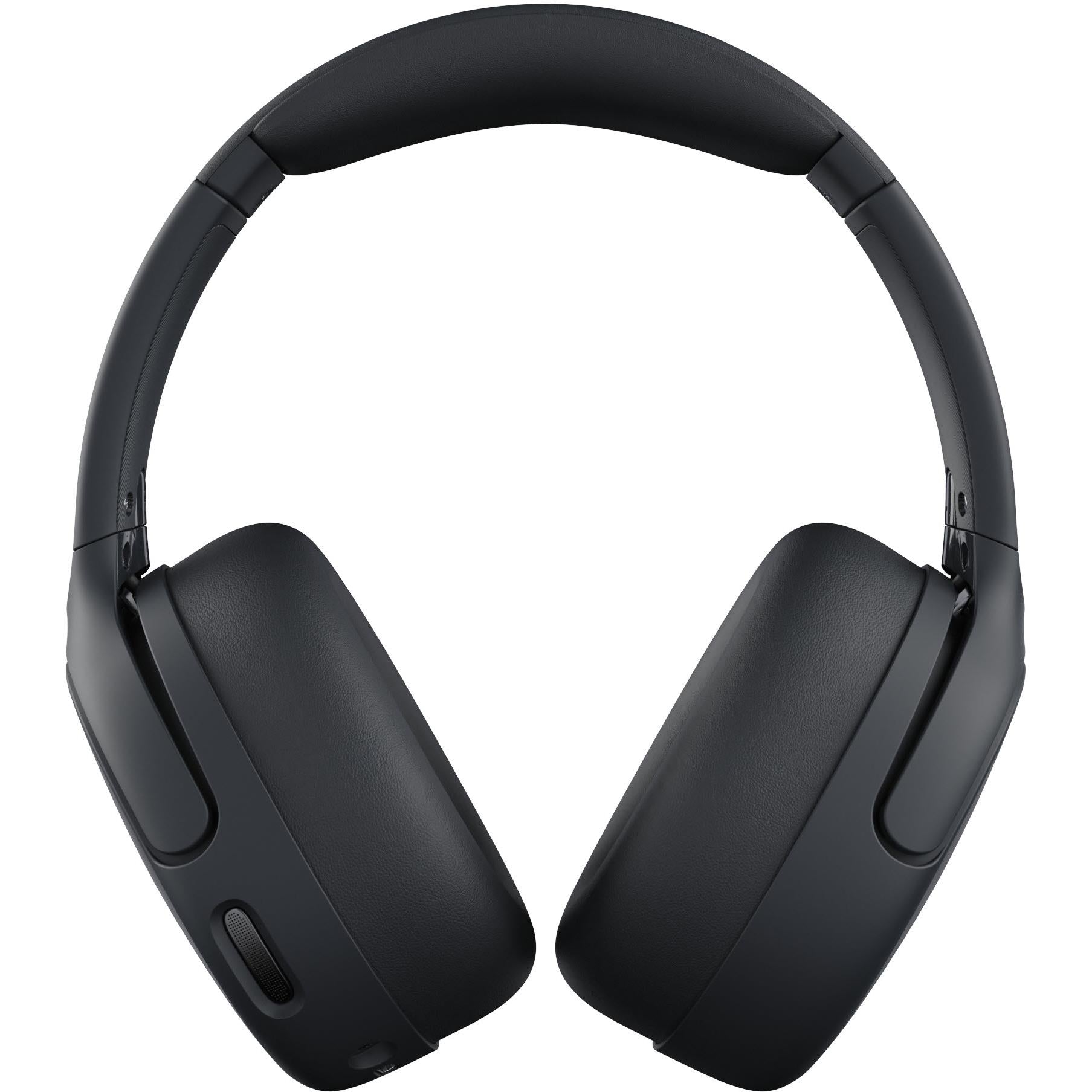 Black over-ear Bluetooth headphones, back view with padded earcups