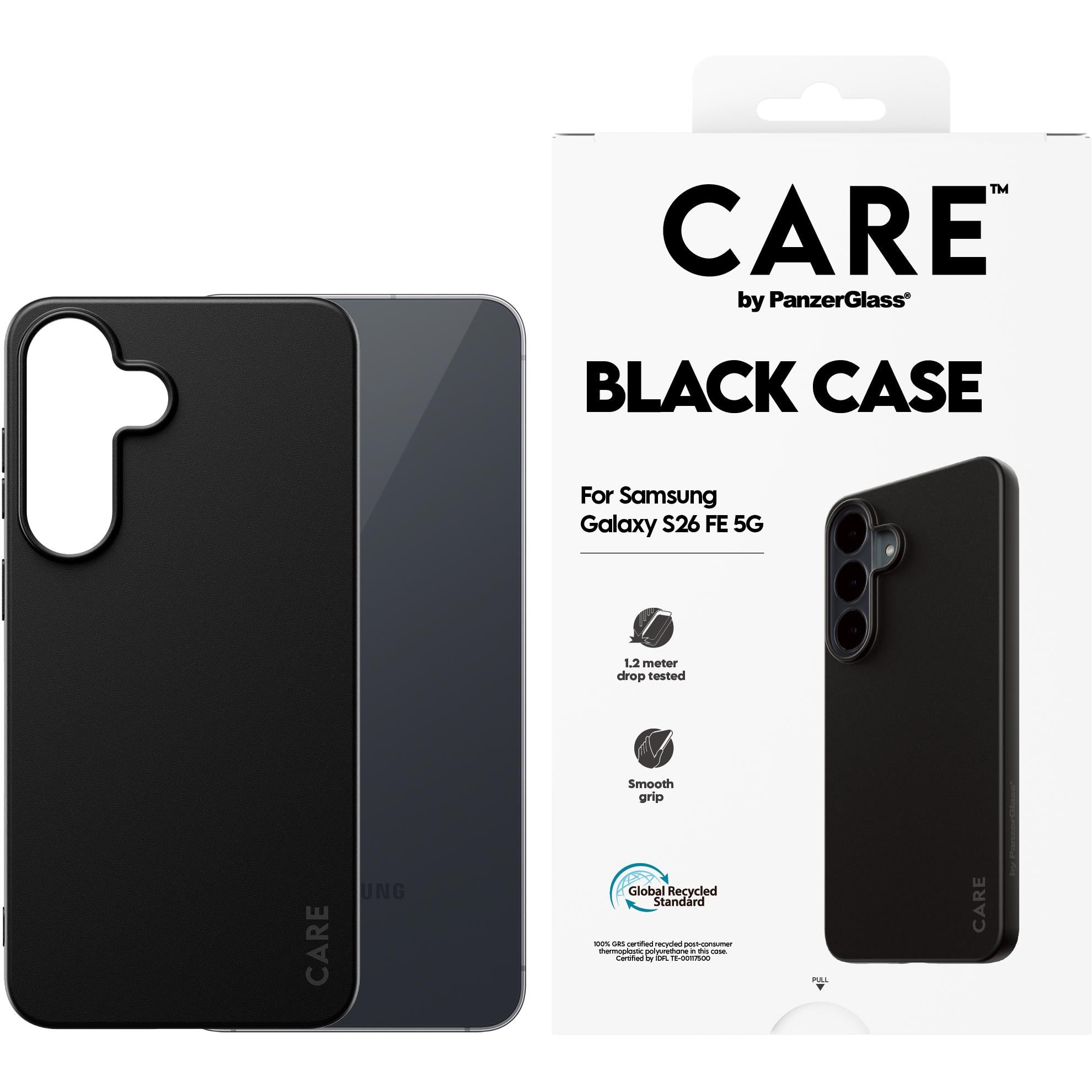 CARE by PanzerGlass black recycled TPU case for Samsung Galaxy S26 FE, image 2 - Phone Cases & Covers at Tech Supply Shed NZ