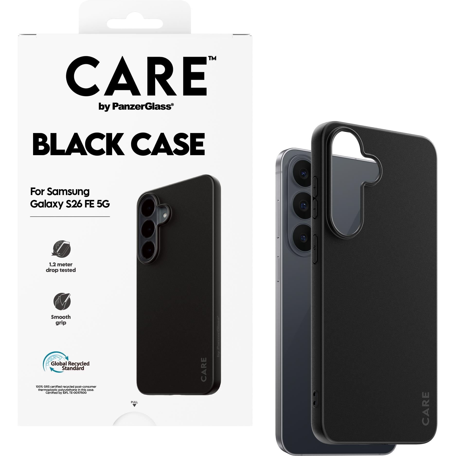 CARE by PanzerGlass black recycled TPU case for Samsung Galaxy S26 FE, image 4 - Phone Cases & Covers at Tech Supply Shed NZ