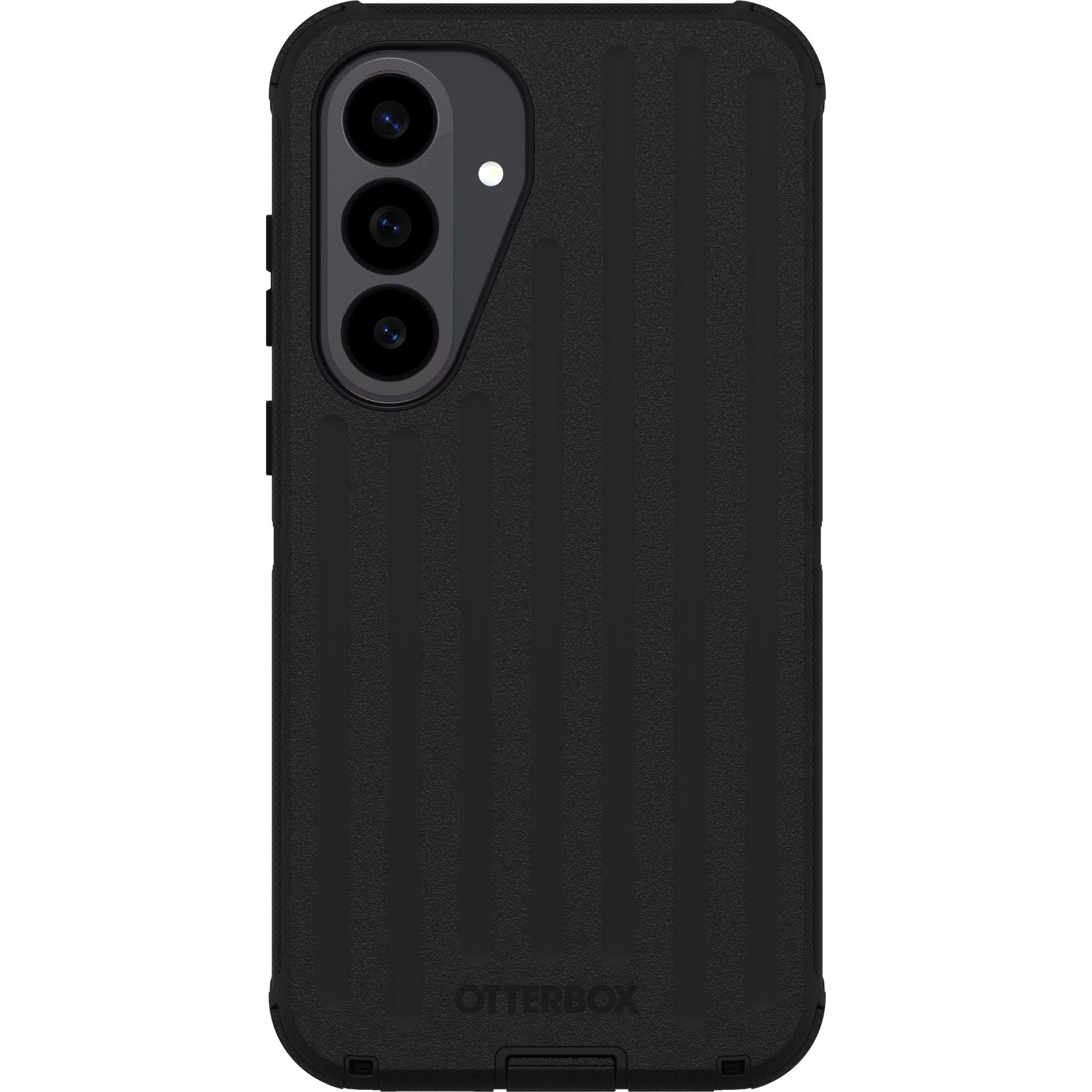 OtterBox rugged black phone case with triple-layer design and camera cutouts