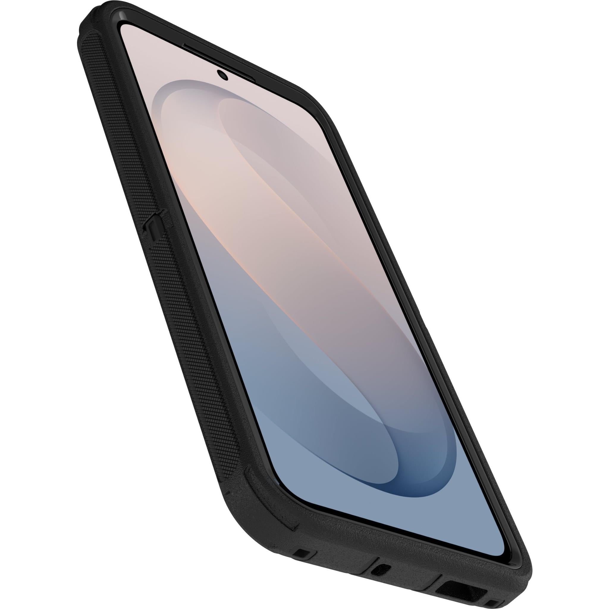 OtterBox Defender Pro black case with raised bezel and textured side grips