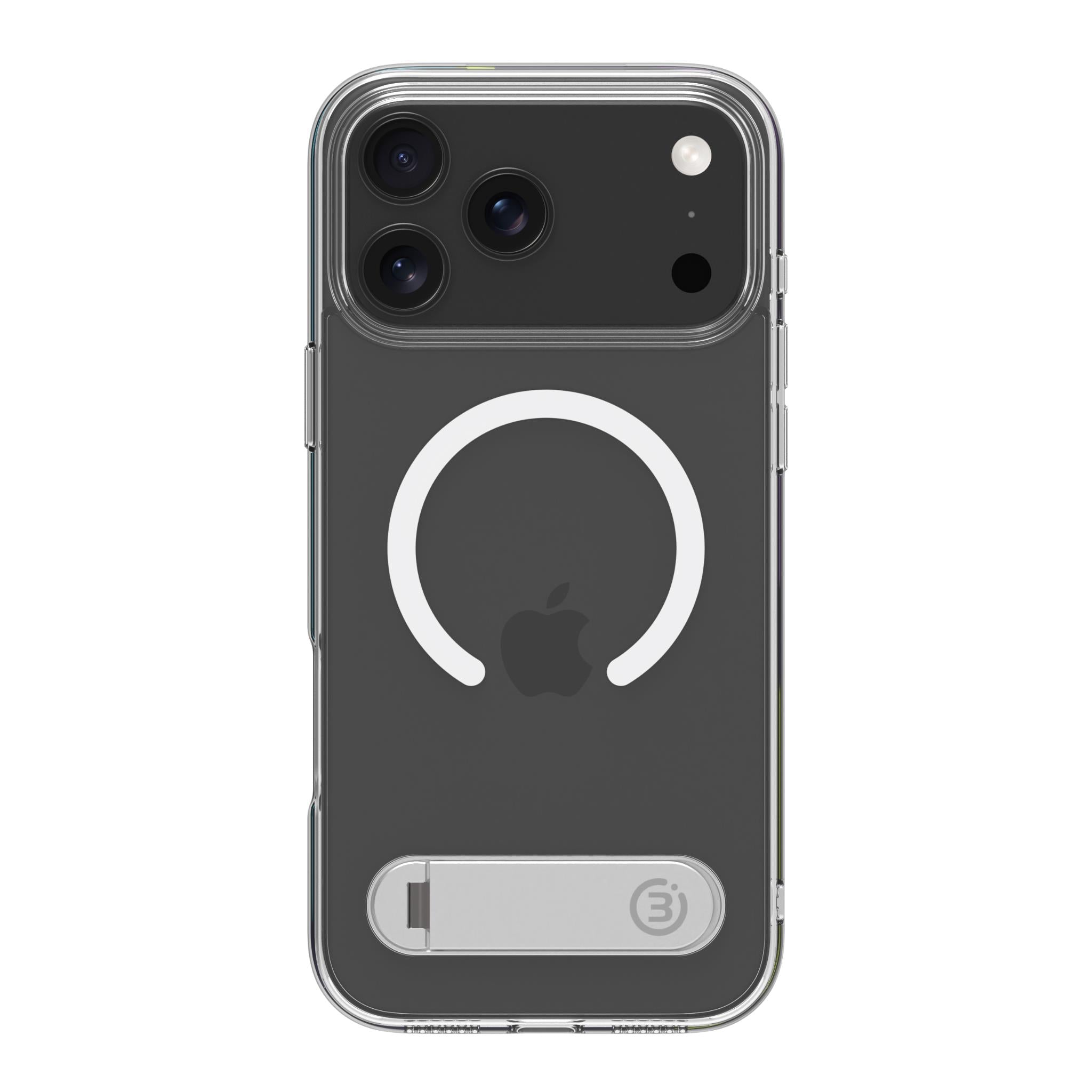 Clear smoke iPhone case with 3sixT NeoStand+ kickstand and camera cutouts