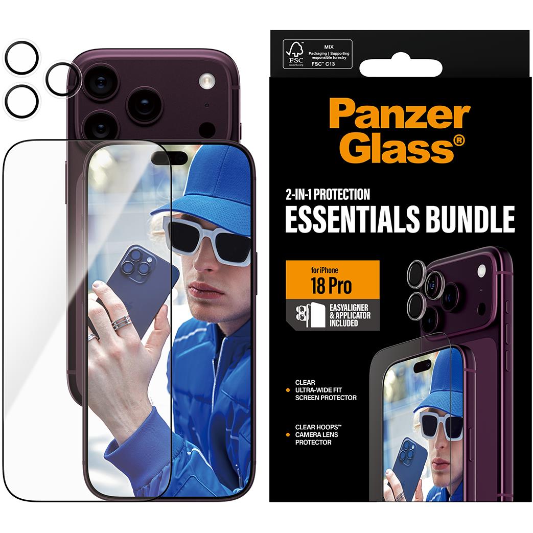 PanzerGlass 2-in-1 screen protector and camera lens protector for iPhone 18 Pro, image 2 - Phone Accessories at Tech Supply Shed NZ
