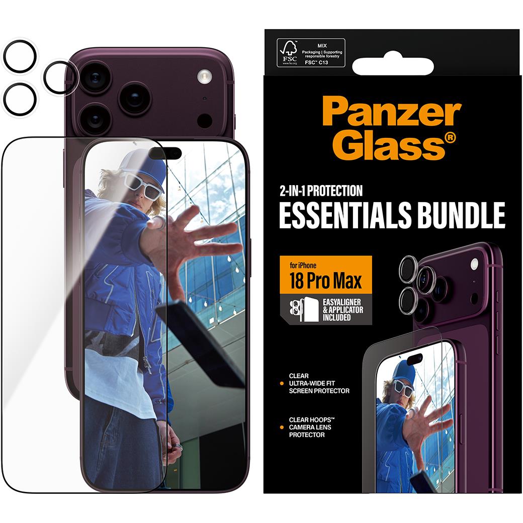 PanzerGlass 2-in-1 screen protector and camera lens protector for iPhone 18 Pro Max, image 2 - Phone Accessories at Tech Supply Shed NZ