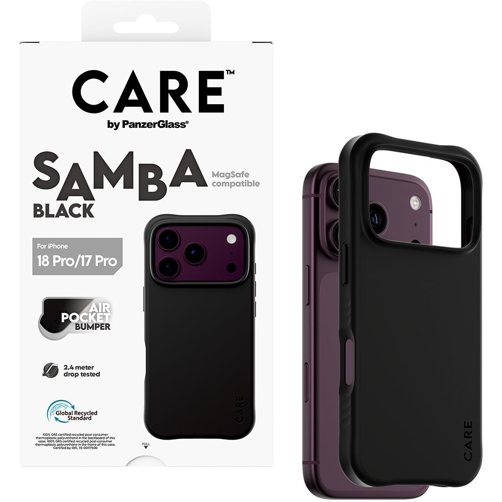 CARE Samba BLACK iPhone case with retail box for 18 Pro/17 Pro