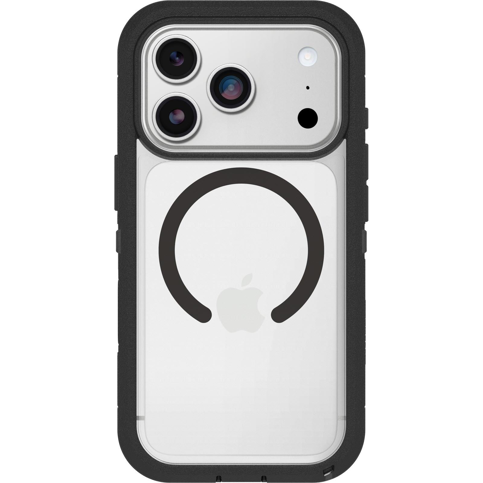 OtterBox Defender Pro XT clear MagSafe phone case with black edge, camera cutouts