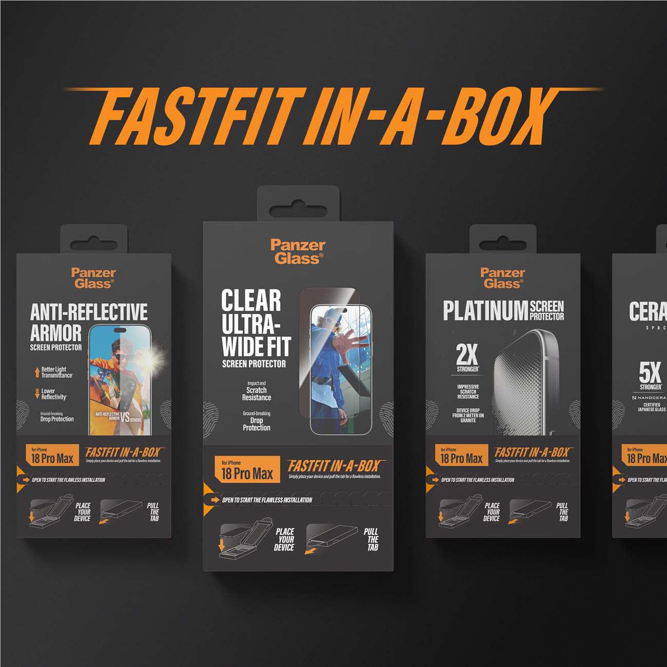 PanzerGlass FastFit in-a-Box privacy screen protector kit, multiple screen protectors