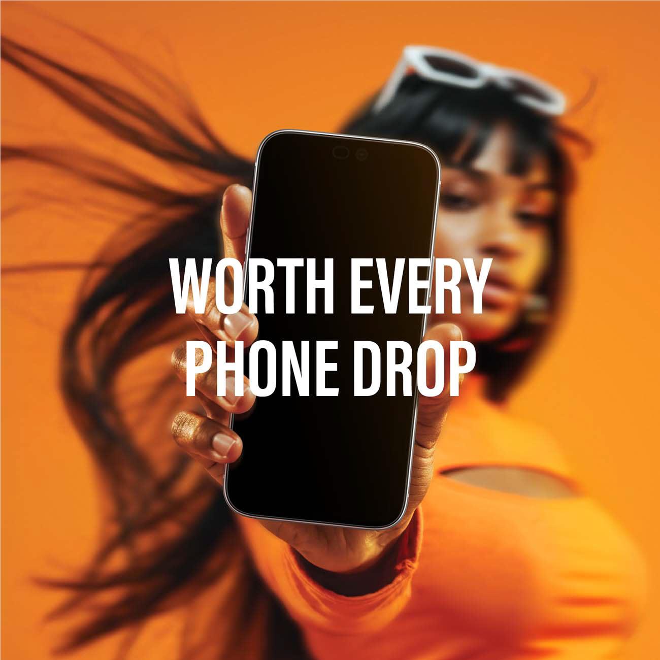 iPhone with 2-way privacy screen protector attached, dark display