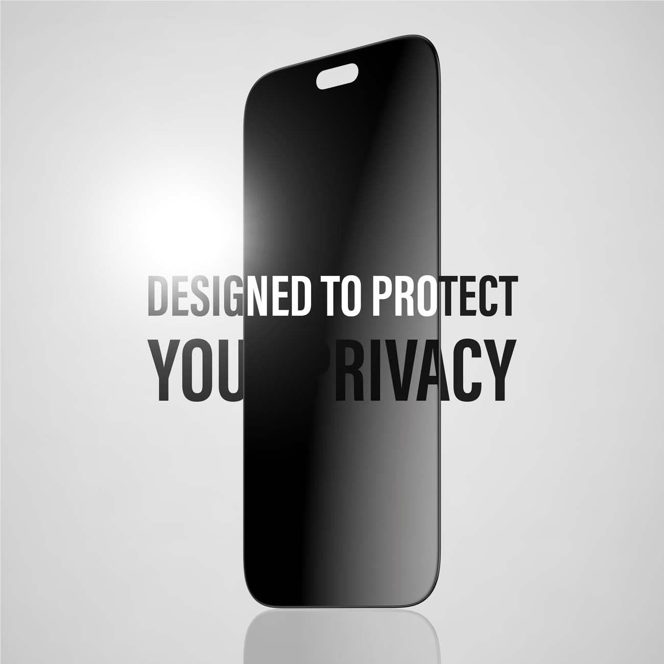 2-way privacy screen protector panel for iPhone, dark tempered glass